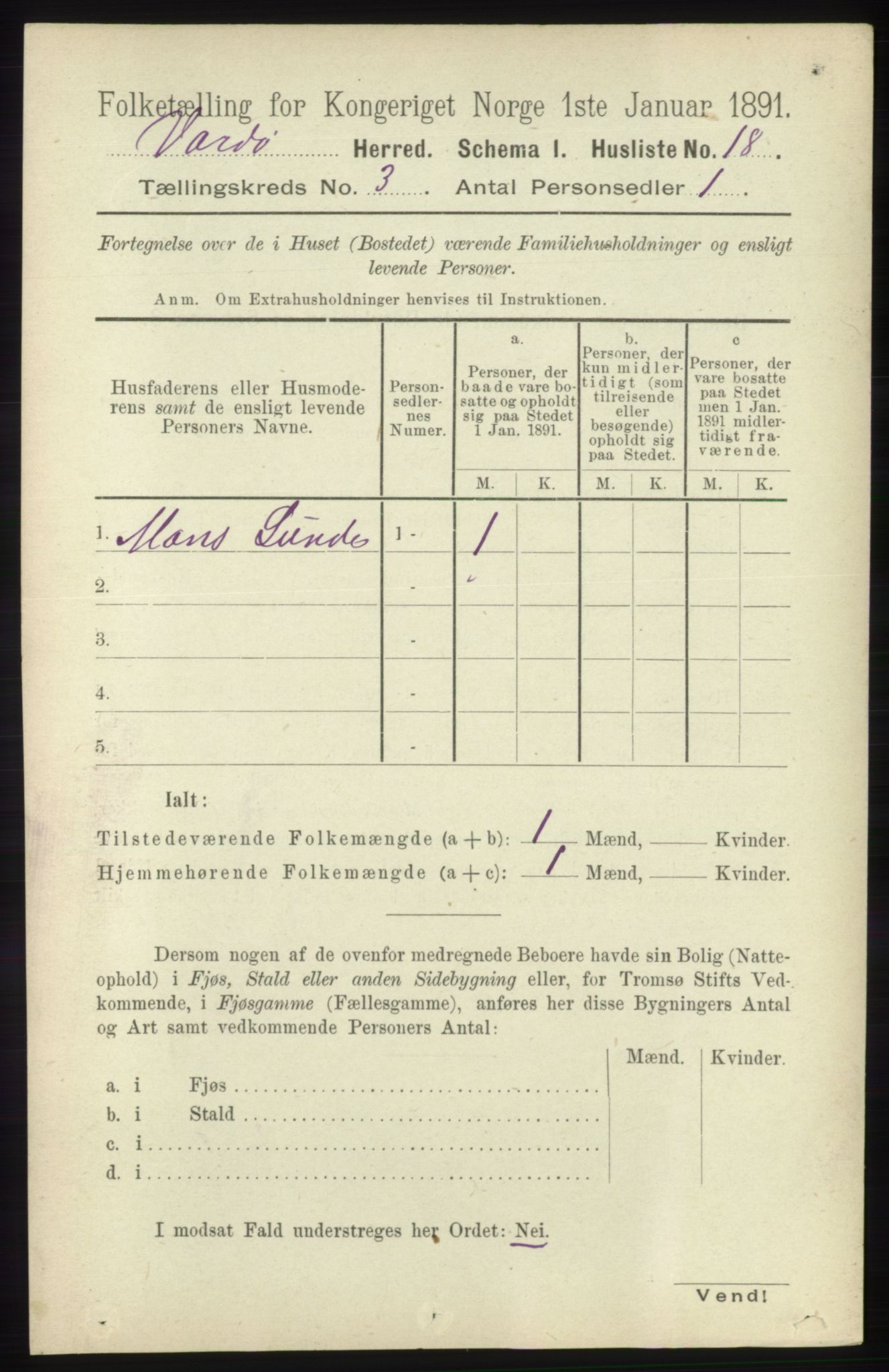 RA, 1891 census for 2028 Vardø, 1891, p. 798