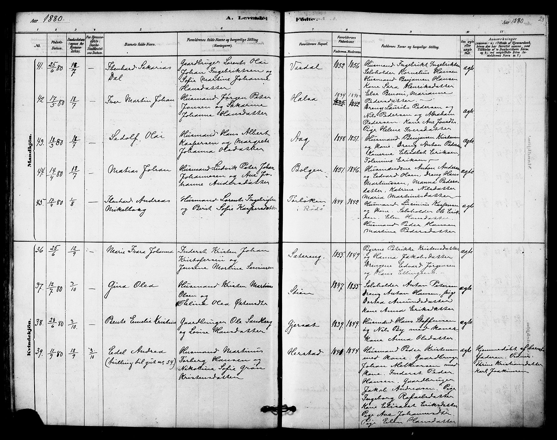 Ministerialprotokoller, klokkerbøker og fødselsregistre - Nordland, SAT/A-1459/843/L0626: Parish register (official) no. 843A01, 1878-1907, p. 28
