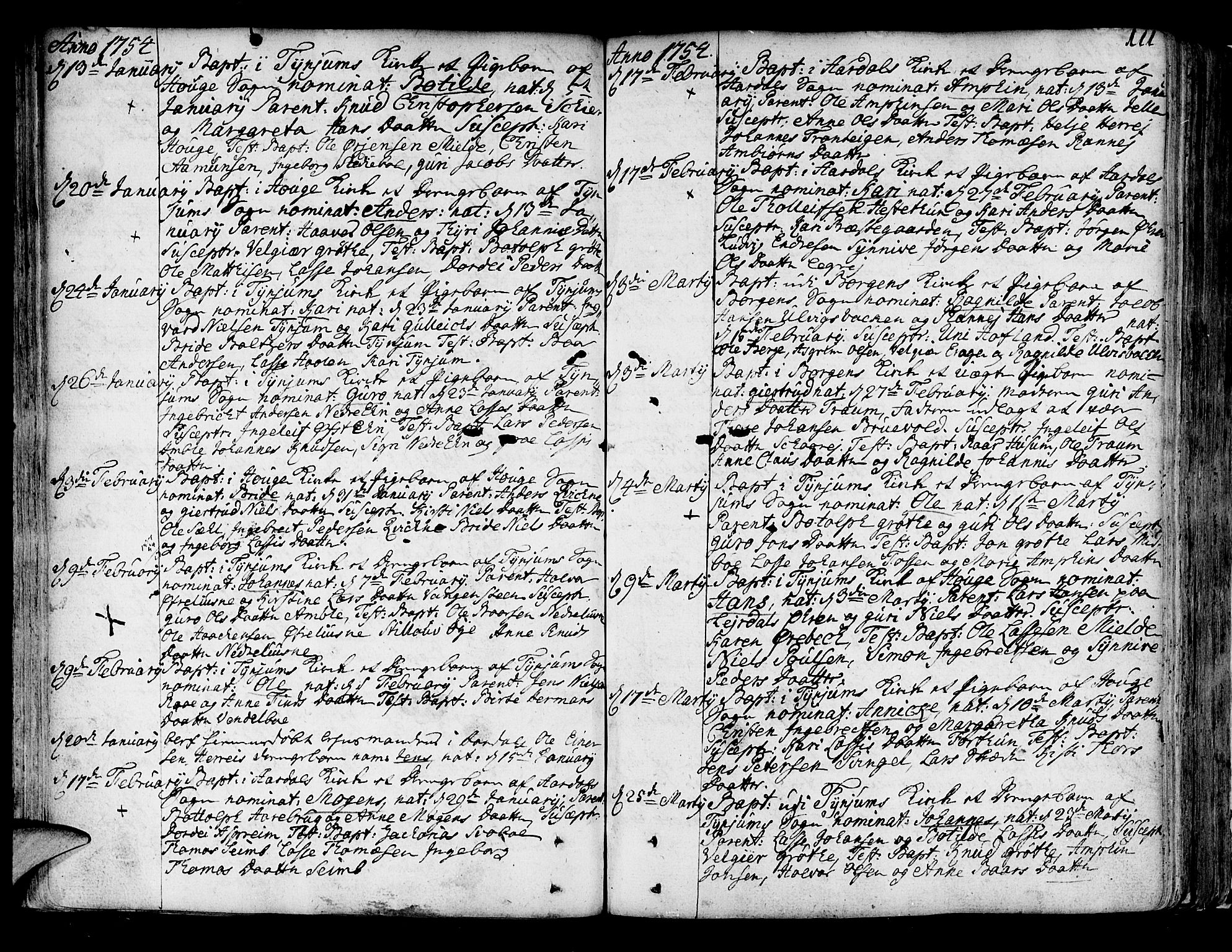 Lærdal sokneprestembete, SAB/A-81201: Parish register (official) no. A 2, 1752-1782, p. 111