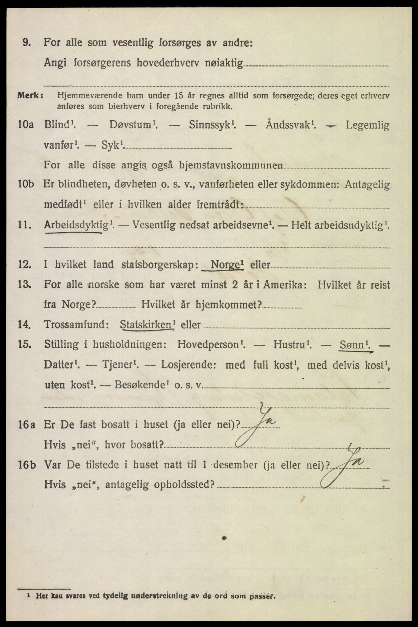 SAH, 1920 census for Tynset, 1920, p. 5227