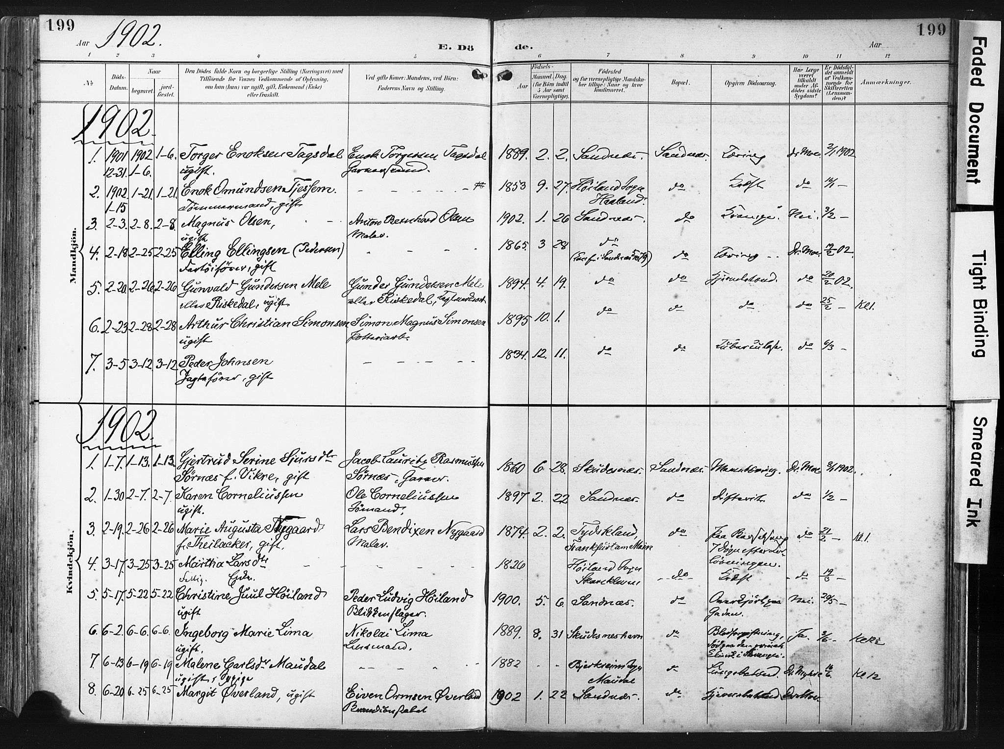 Høyland sokneprestkontor, SAST/A-101799/001/30BA/L0016: Parish register (official) no. A 16, 1899-1911, p. 199