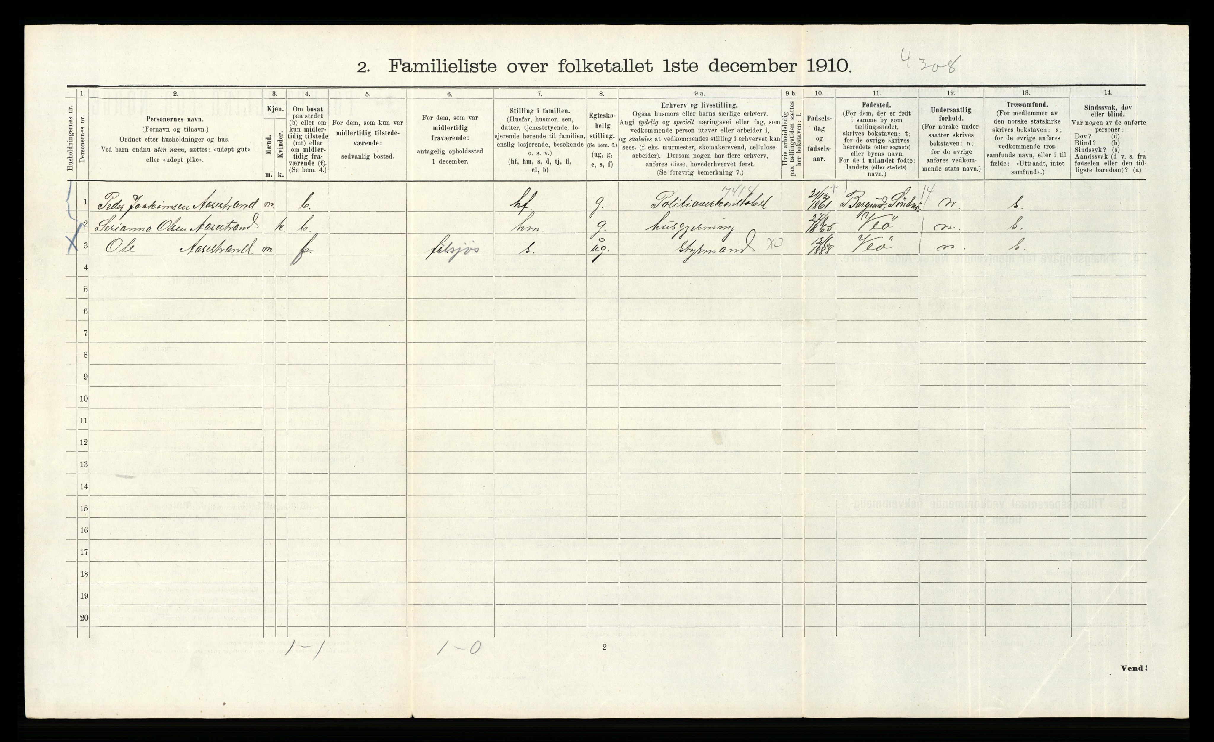 RA, 1910 census for Bergen, 1910, p. 30122