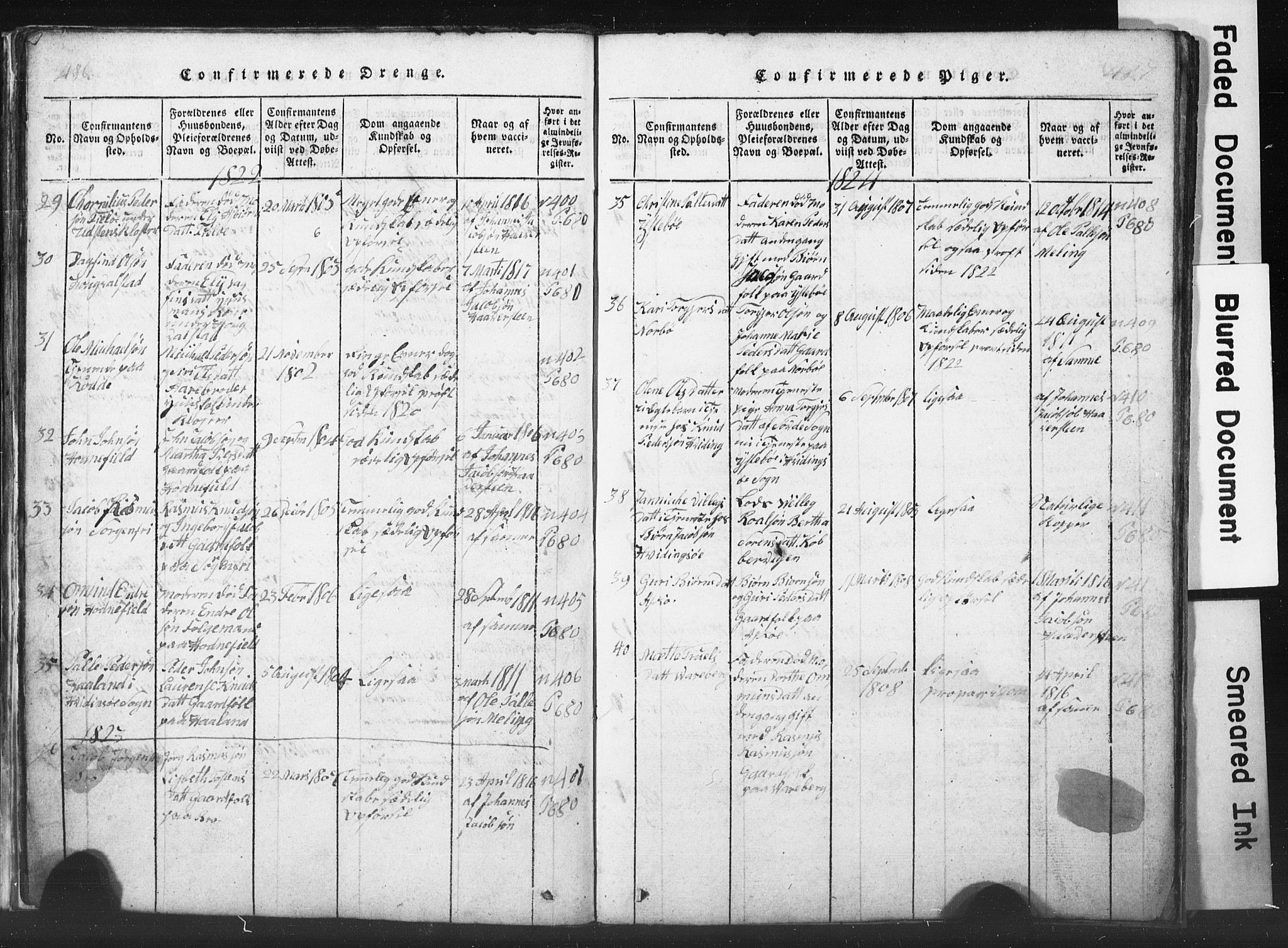 Rennesøy sokneprestkontor, SAST/A -101827/H/Ha/Hab/L0001: Parish register (copy) no. B 1, 1816-1841, p. 486-487