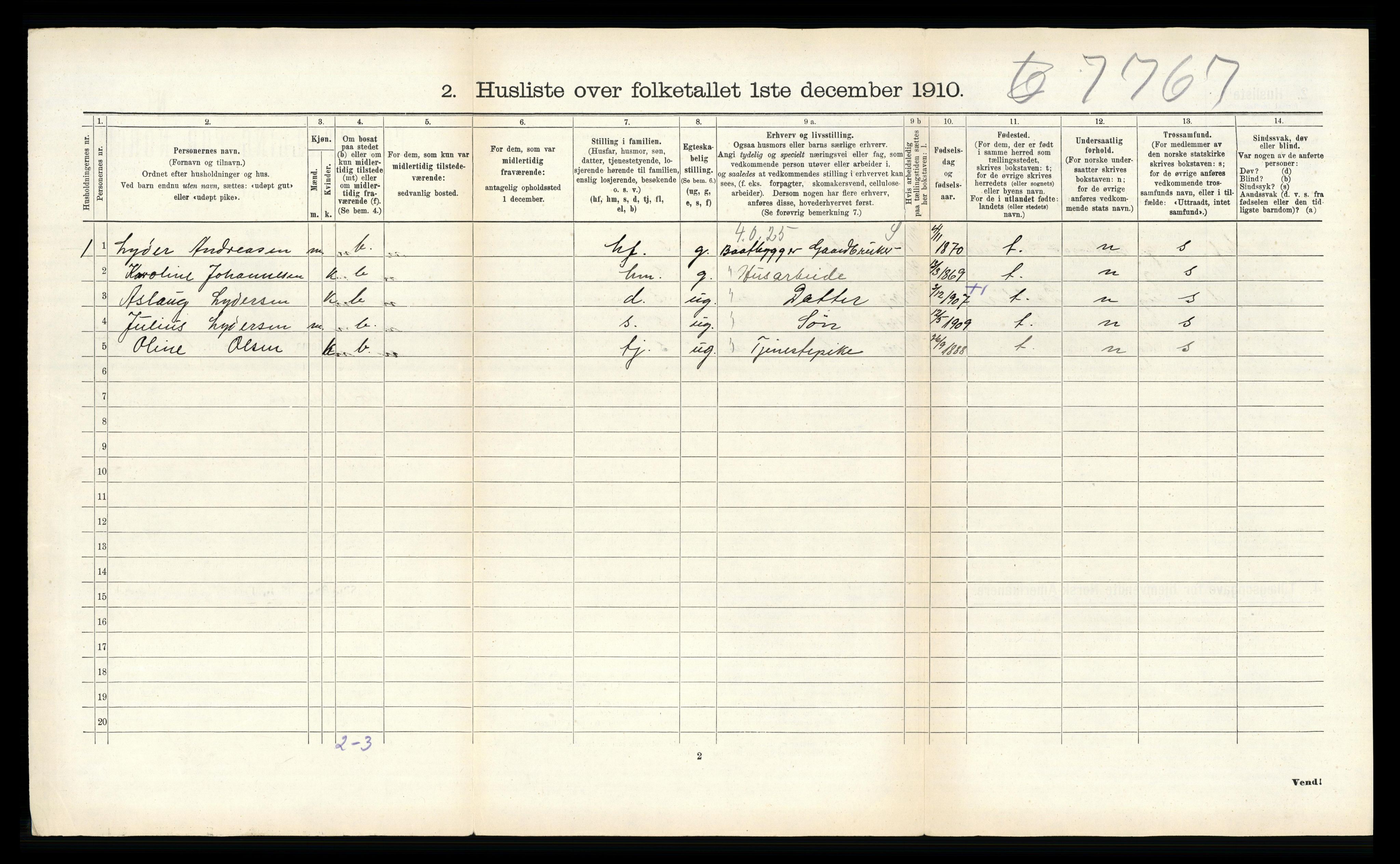 RA, 1910 census for Saltdal, 1910, p. 902