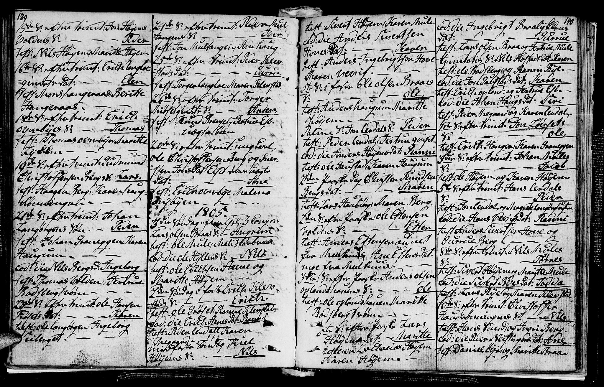 Ministerialprotokoller, klokkerbøker og fødselsregistre - Sør-Trøndelag, SAT/A-1456/612/L0371: Parish register (official) no. 612A05, 1803-1816, p. 139-140