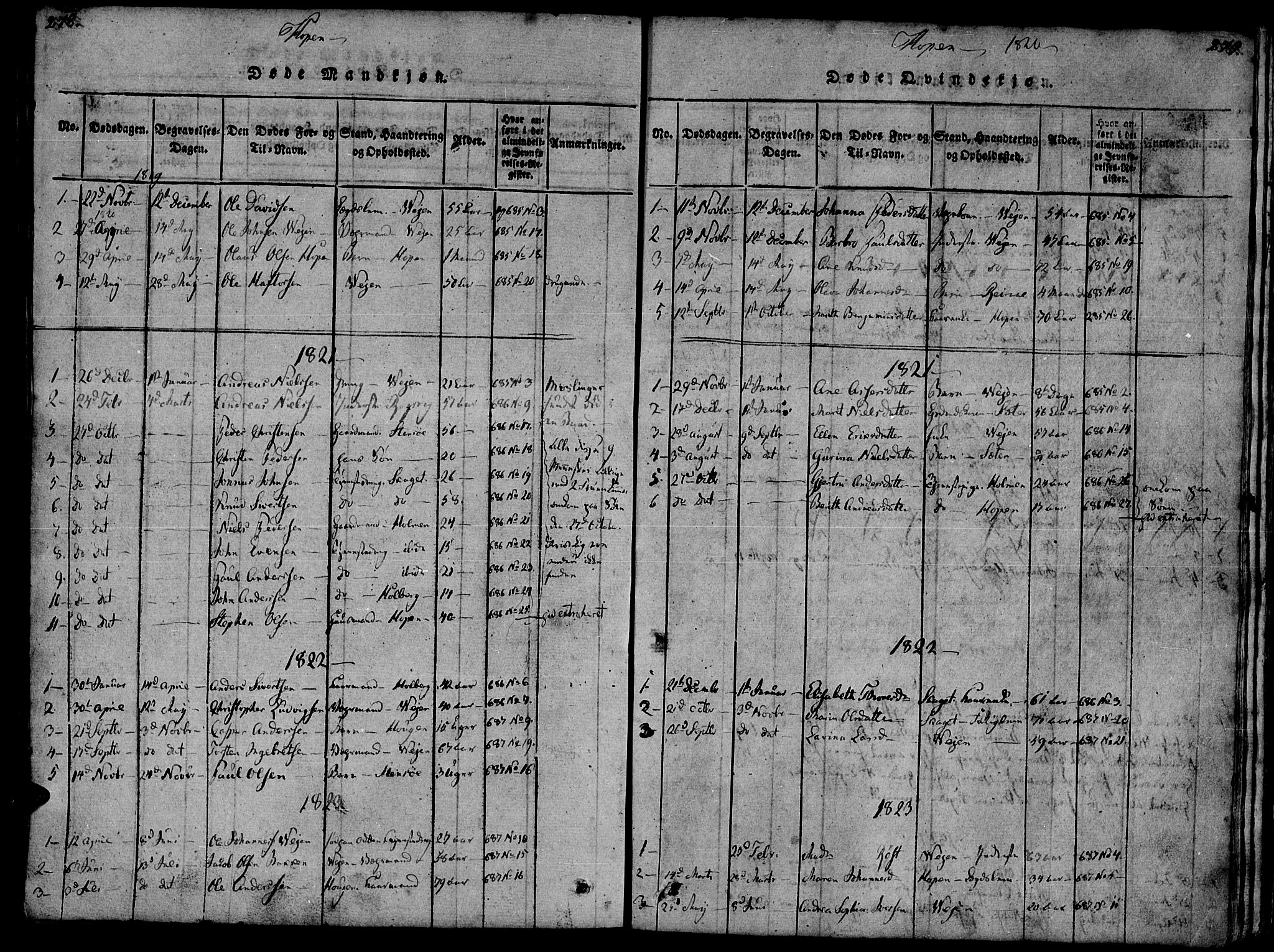 Ministerialprotokoller, klokkerbøker og fødselsregistre - Møre og Romsdal, AV/SAT-A-1454/581/L0935: Parish register (official) no. 581A03 /3, 1819-1827, p. 278-279