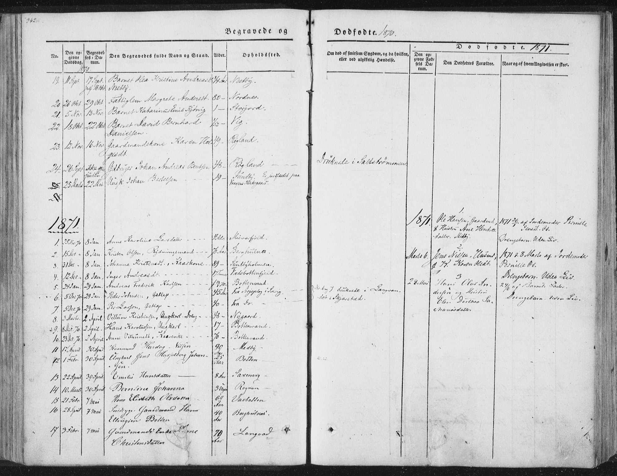 Ministerialprotokoller, klokkerbøker og fødselsregistre - Nordland, AV/SAT-A-1459/847/L0667: Parish register (official) no. 847A07, 1842-1871, p. 342