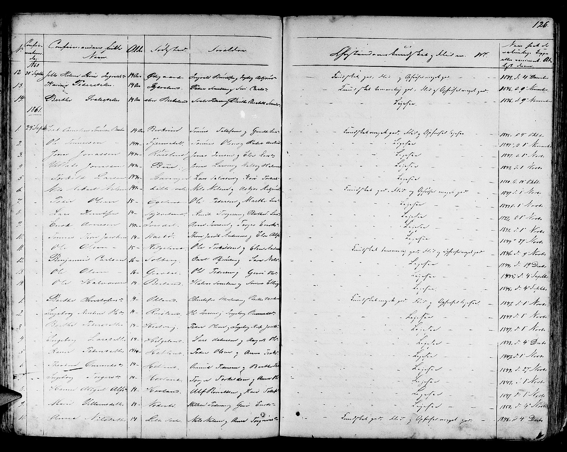Helleland sokneprestkontor, SAST/A-101810: Parish register (copy) no. B 3, 1847-1886, p. 126