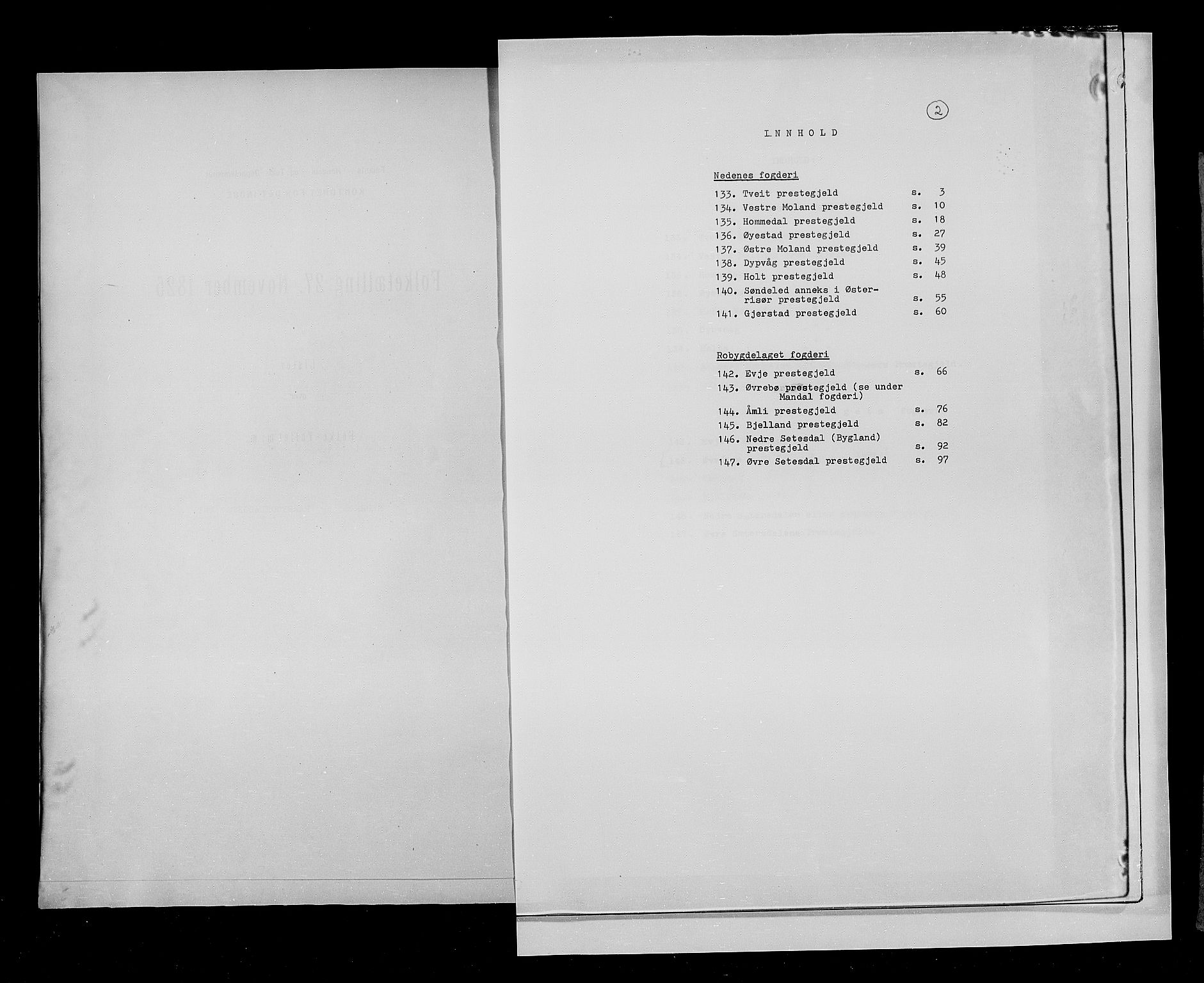 RA, Census 1825, vol. 10: Nedenes og Råbyggelaget amt, 1825, p. 2