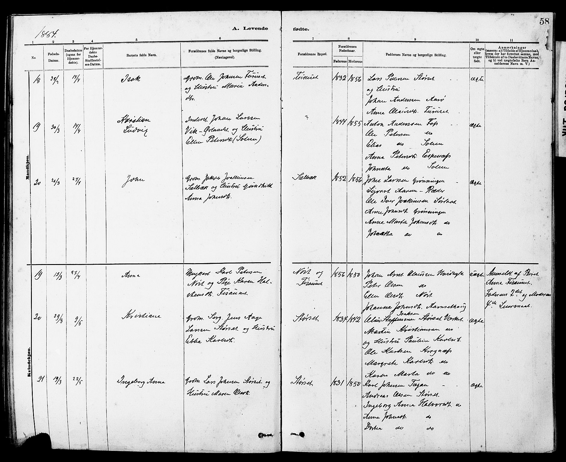 Ministerialprotokoller, klokkerbøker og fødselsregistre - Sør-Trøndelag, AV/SAT-A-1456/647/L0636: Parish register (copy) no. 647C01, 1881-1884, p. 58