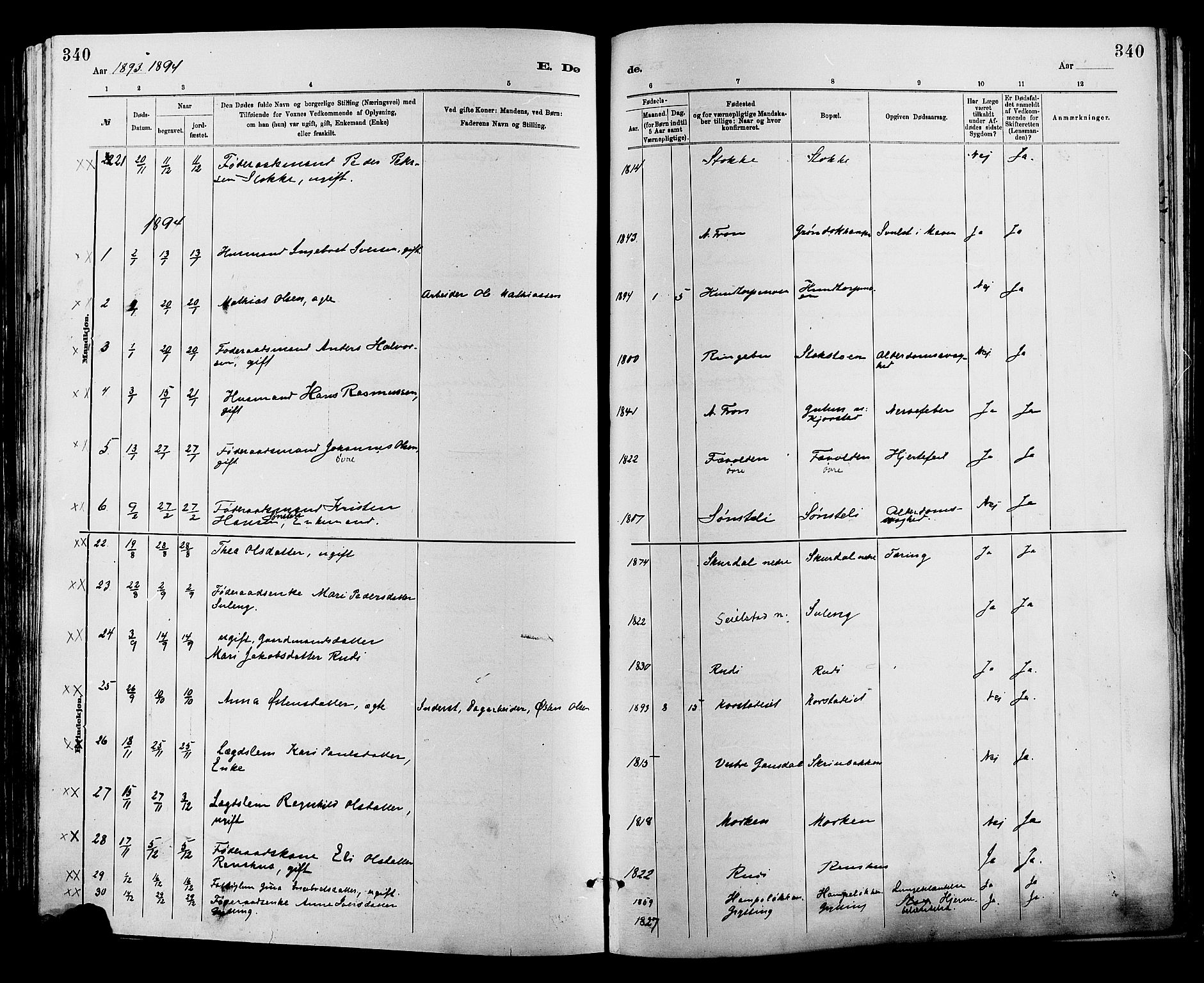 Sør-Fron prestekontor, AV/SAH-PREST-010/H/Ha/Haa/L0003: Parish register (official) no. 3, 1881-1897, p. 340