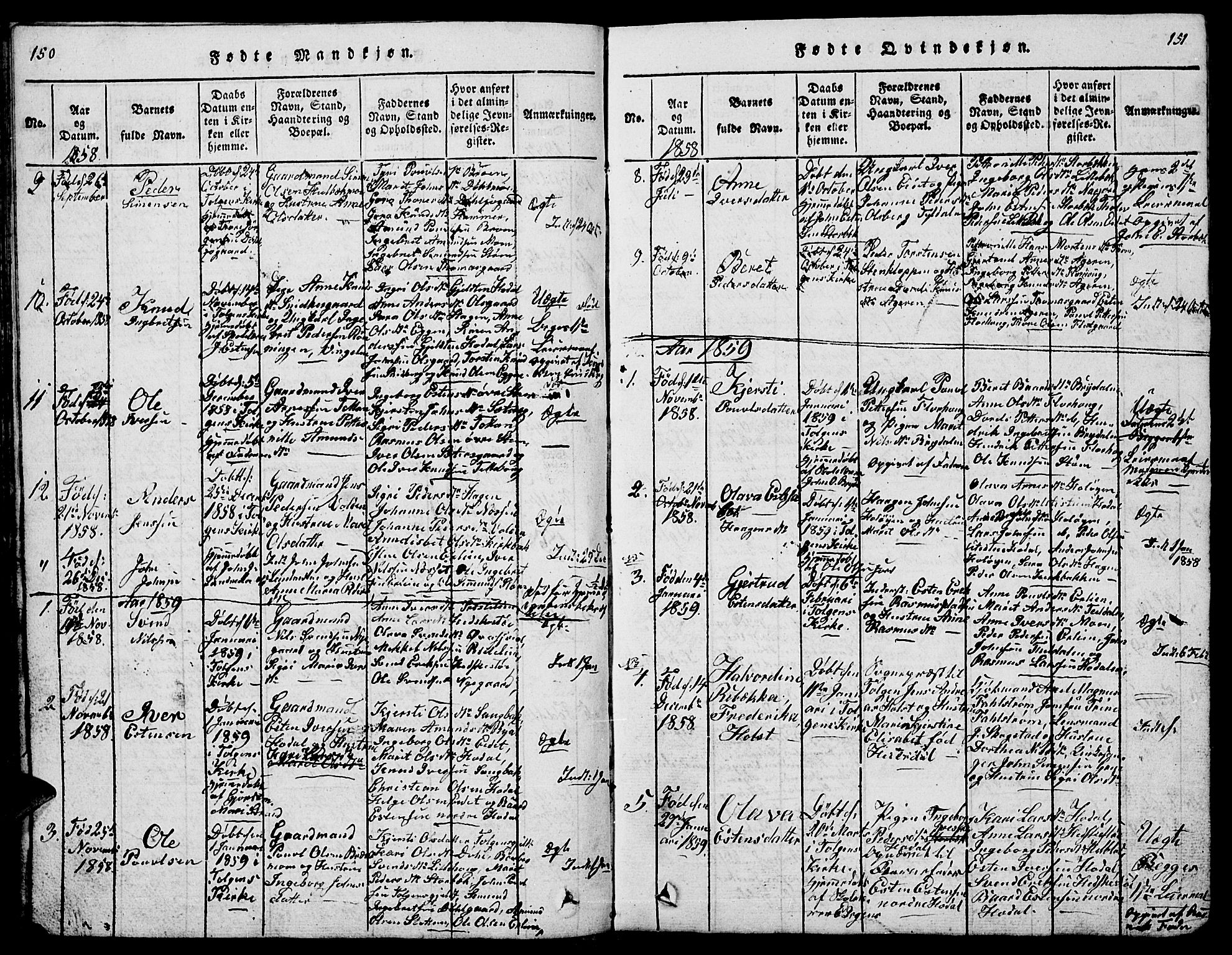 Tolga prestekontor, AV/SAH-PREST-062/L/L0001: Parish register (copy) no. 1, 1814-1877, p. 150-151