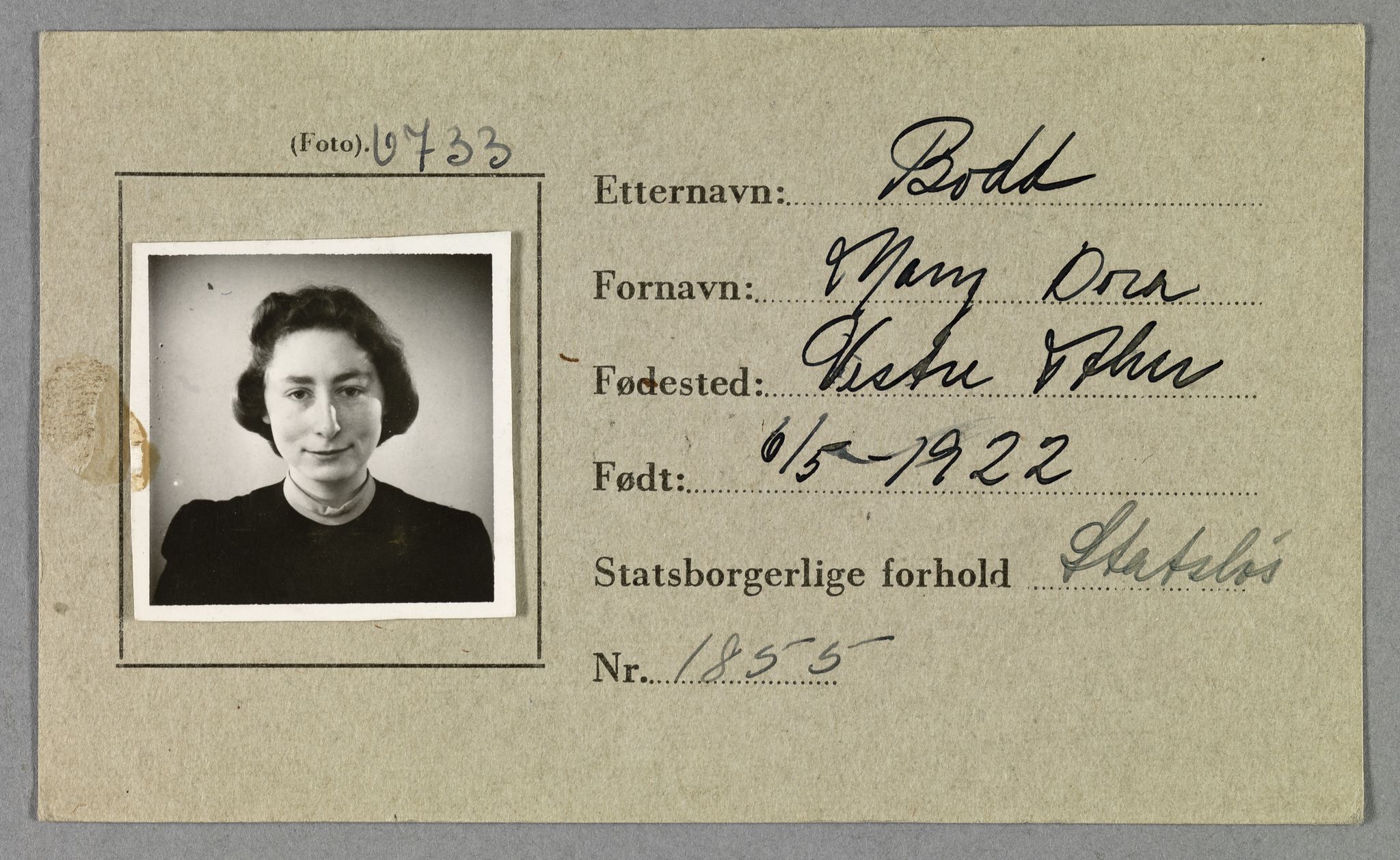 Sosialdepartementet, Våre Falne, AV/RA-S-1708/E/Ee/L0021A: Fotografier av jøder på legitimasjonskort (1941-42), 1941-1942, p. 49