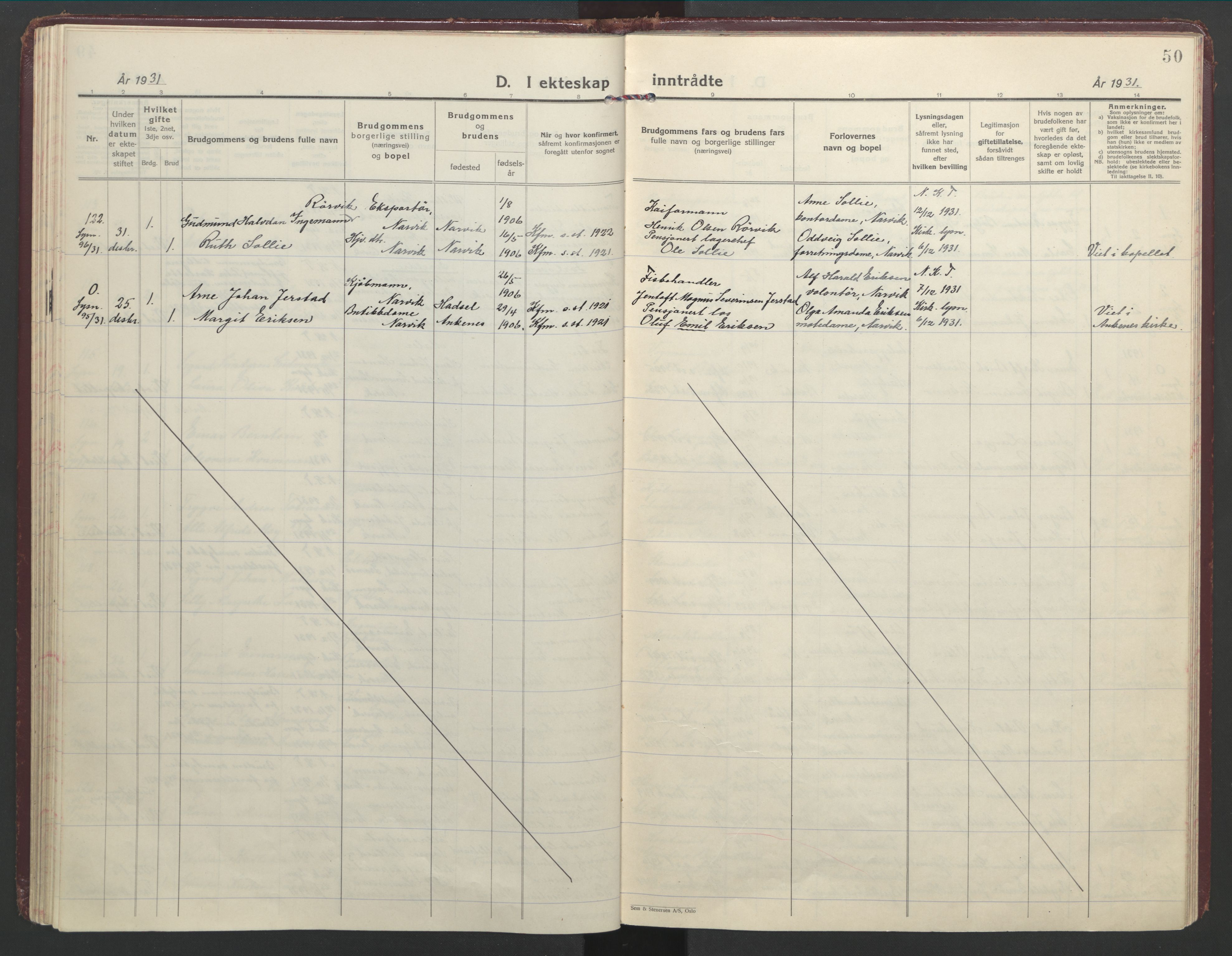 Ministerialprotokoller, klokkerbøker og fødselsregistre - Nordland, SAT/A-1459/871/L1006: Parish register (official) no. 871A22, 1928-1936, p. 50