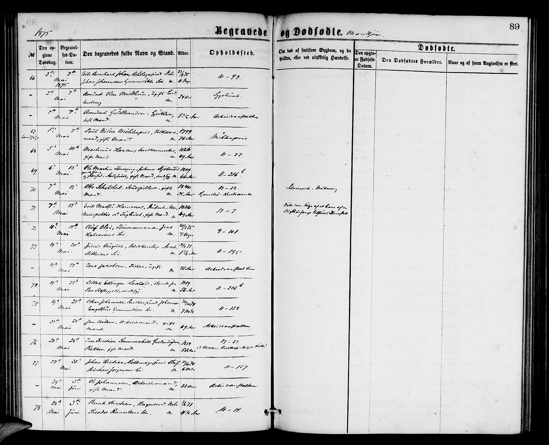 Domkirken sokneprestembete, AV/SAB-A-74801/H/Hab/L0040: Parish register (copy) no. E 4, 1868-1877, p. 89