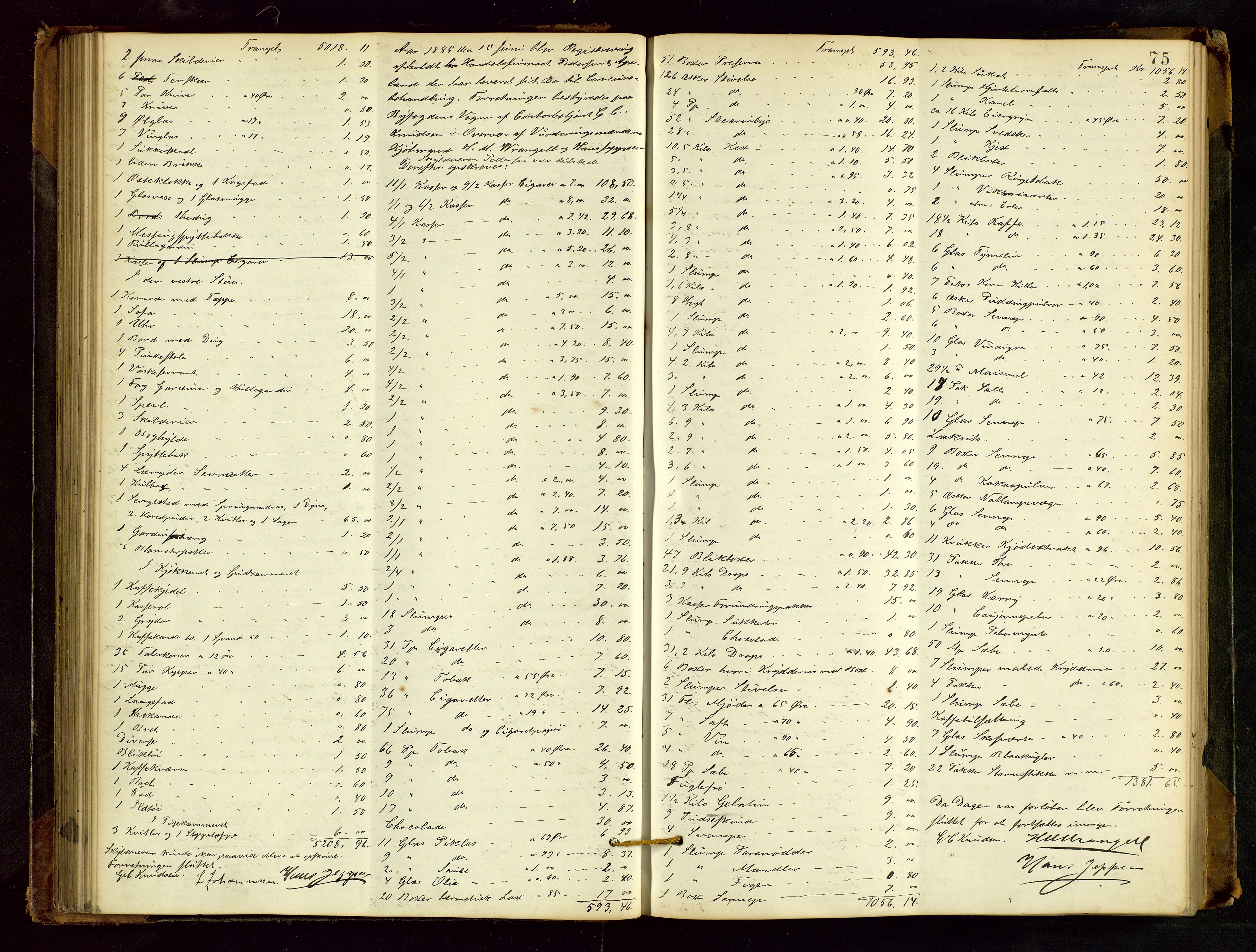 Haugesund tingrett, AV/SAST-A-101415/01/IV/IVB/L0002: Skifteregistreringsprotokoll, med register, 1879-1898, p. 74b-75a