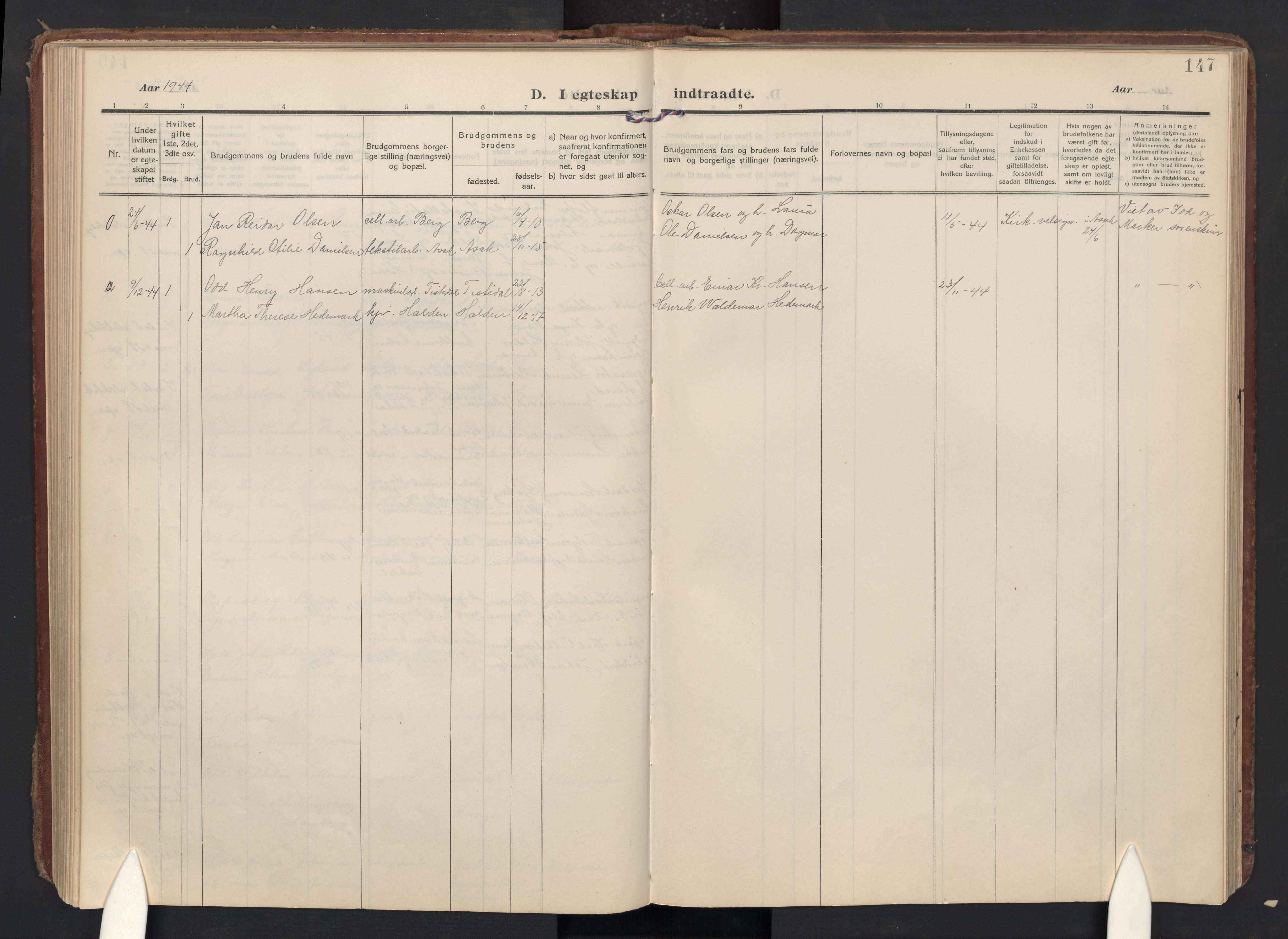 Halden prestekontor Kirkebøker, SAO/A-10909/F/Fc/L0002: Parish register (official) no. III 2, 1909-1945, p. 147