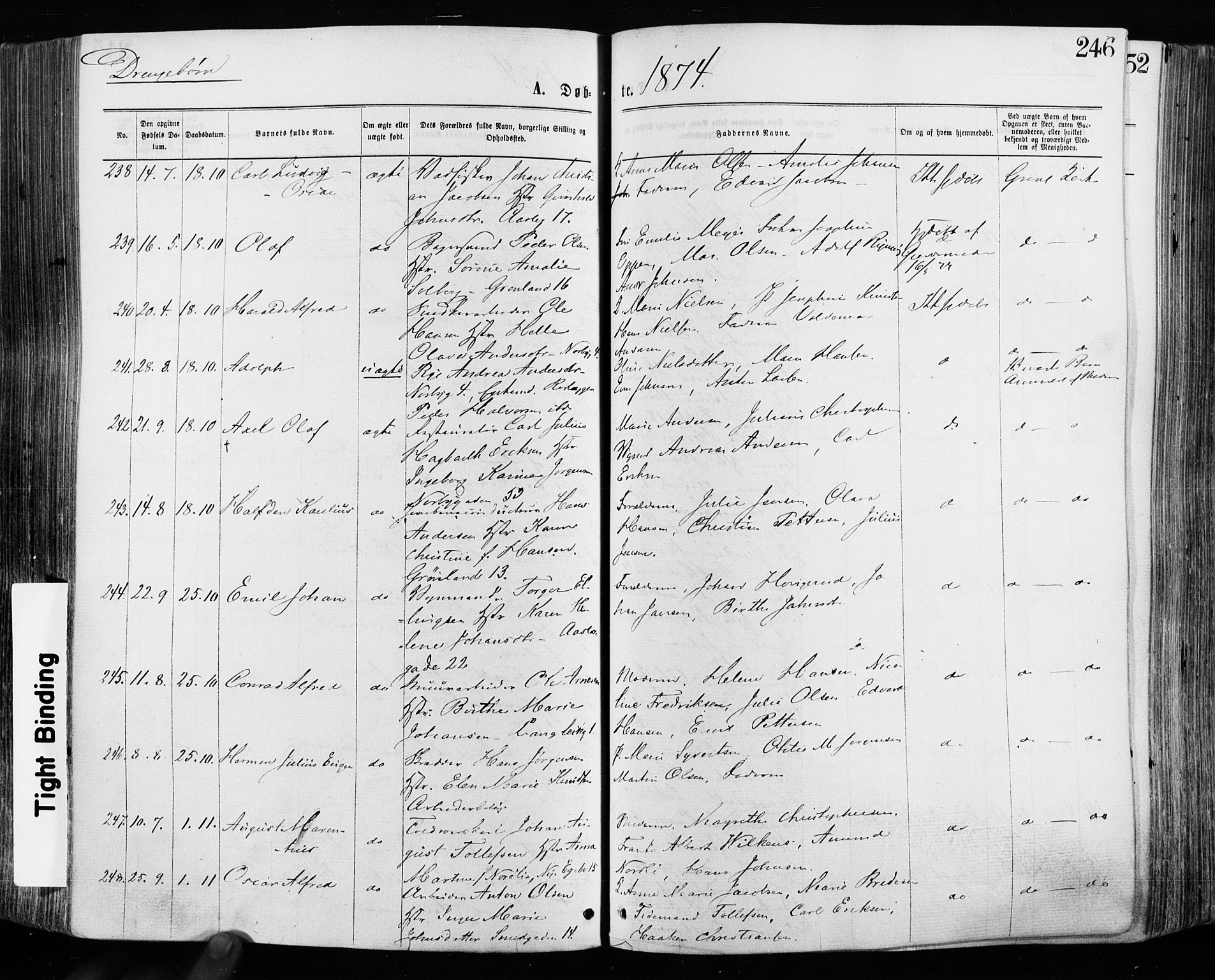 Grønland prestekontor Kirkebøker, SAO/A-10848/F/Fa/L0004: Parish register (official) no. 4, 1869-1880, p. 246