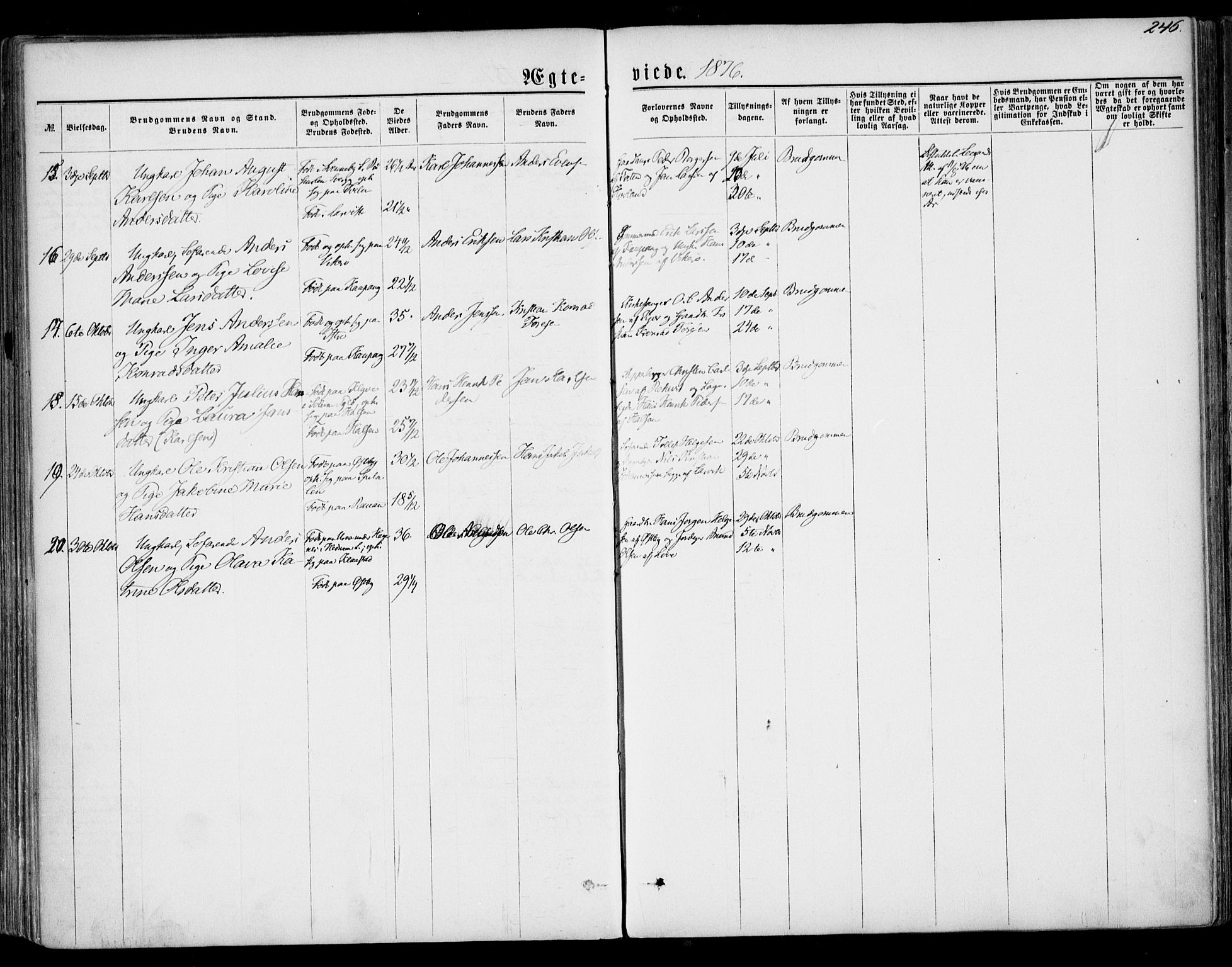 Tjølling kirkebøker, SAKO/A-60/F/Fa/L0007: Parish register (official) no. 7, 1860-1876, p. 246