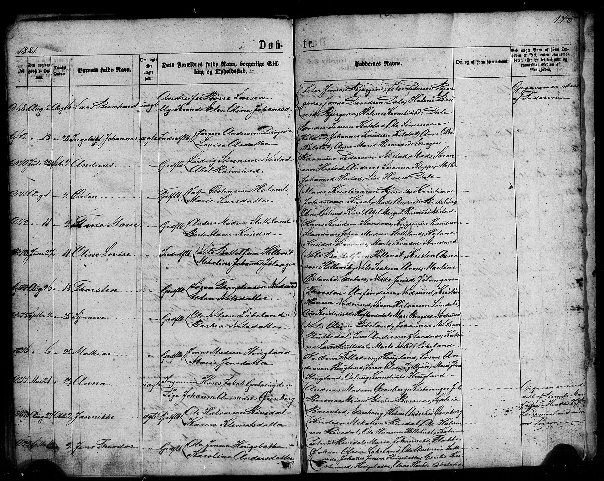 Fjaler sokneprestembete, AV/SAB-A-79801/H/Haa/Haaa/L0007: Parish register (official) no. A 7, 1862-1881, p. 146