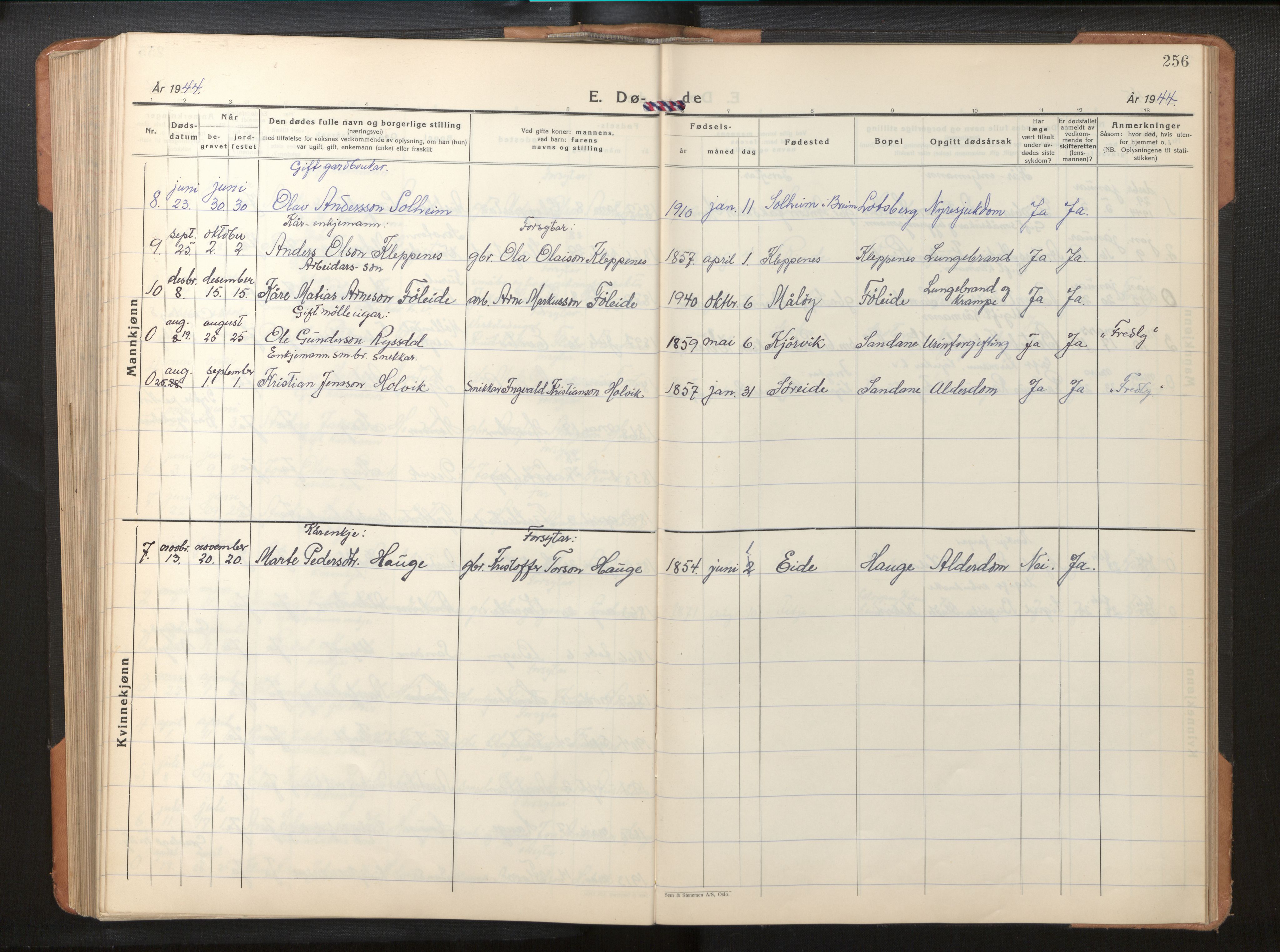 Gloppen sokneprestembete, AV/SAB-A-80101/H/Hab/Habb/L0005: Parish register (copy) no. B 5, 1931-1953, p. 255b-256a