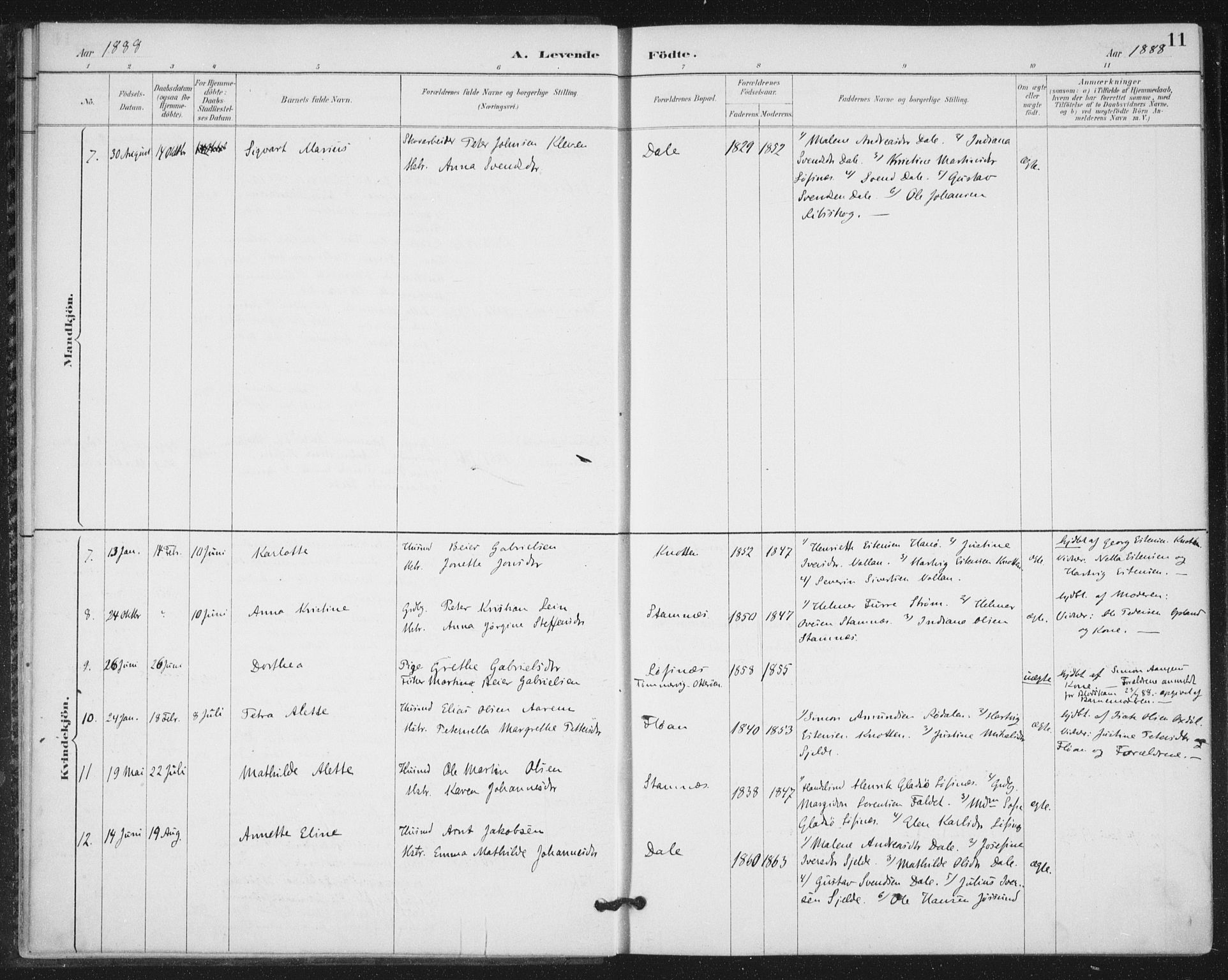 Ministerialprotokoller, klokkerbøker og fødselsregistre - Nord-Trøndelag, SAT/A-1458/772/L0603: Parish register (official) no. 772A01, 1885-1912, p. 11