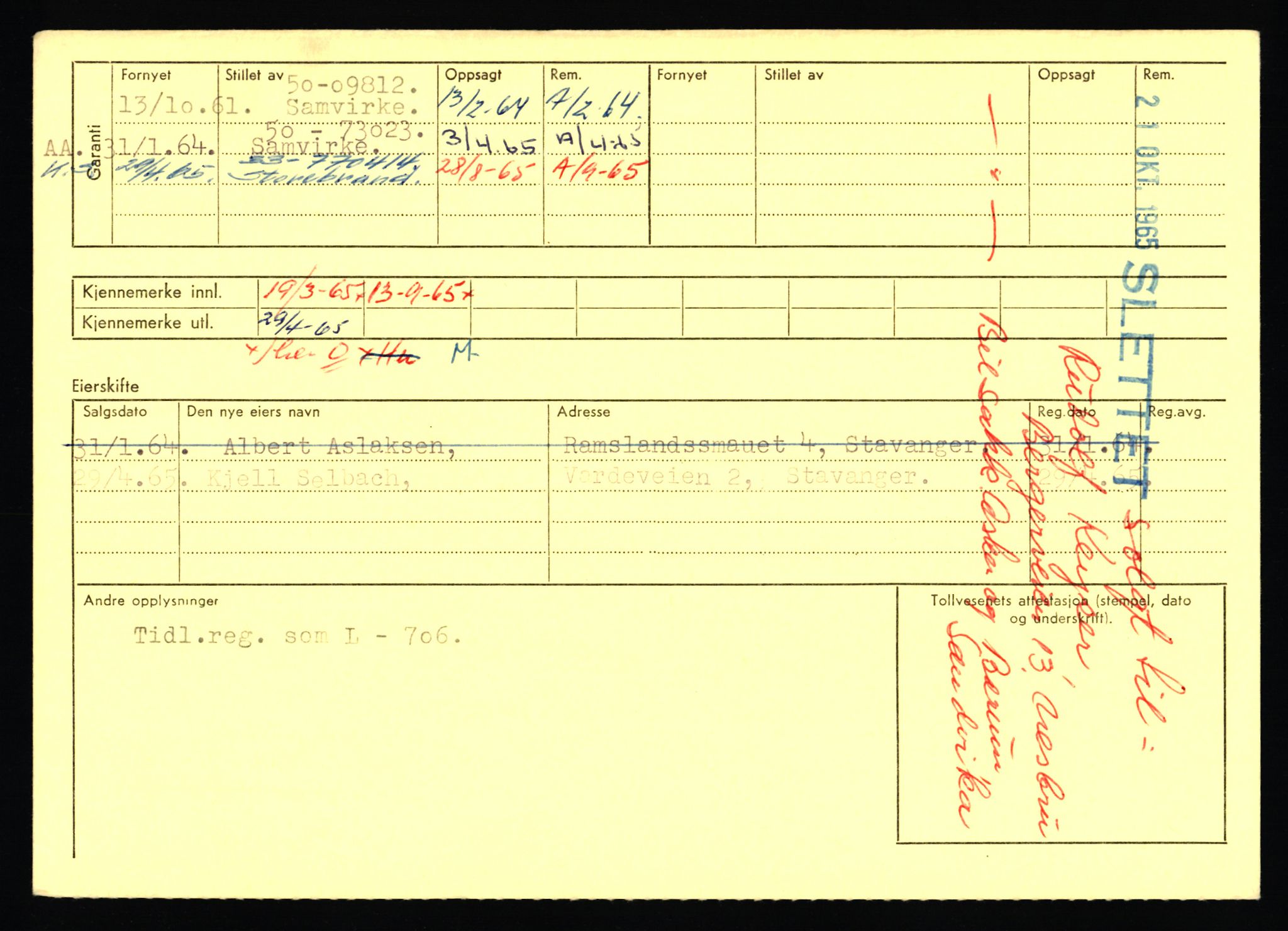 Stavanger trafikkstasjon, AV/SAST-A-101942/0/F/L0071: L-80500 - L-82199, 1930-1971, p. 1286