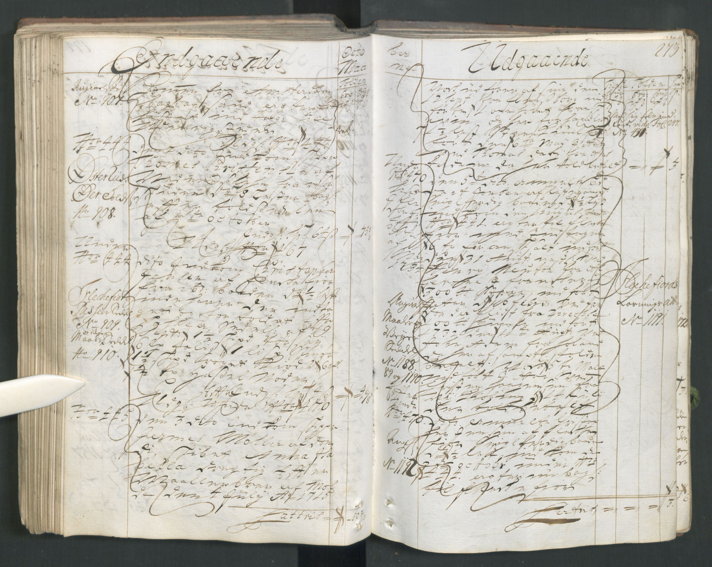 Generaltollkammeret, tollregnskaper, AV/RA-EA-5490/R15/L0013/0001: Tollregnskaper Arendal / Hovedtollbok, 1733, p. 272b-273a