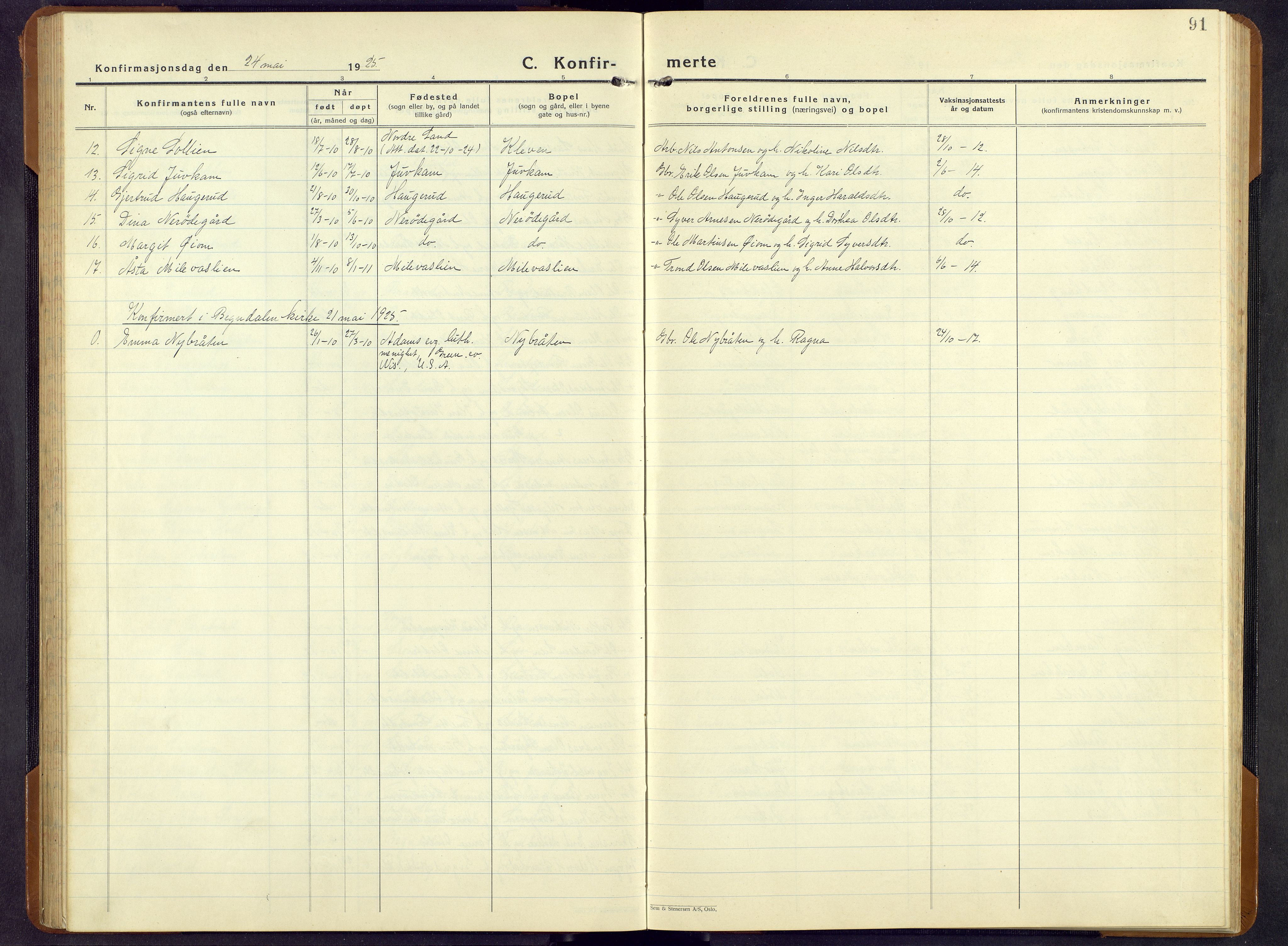 Sør-Aurdal prestekontor, AV/SAH-PREST-128/H/Ha/Hab/L0011: Parish register (copy) no. 11, 1922-1950, p. 91