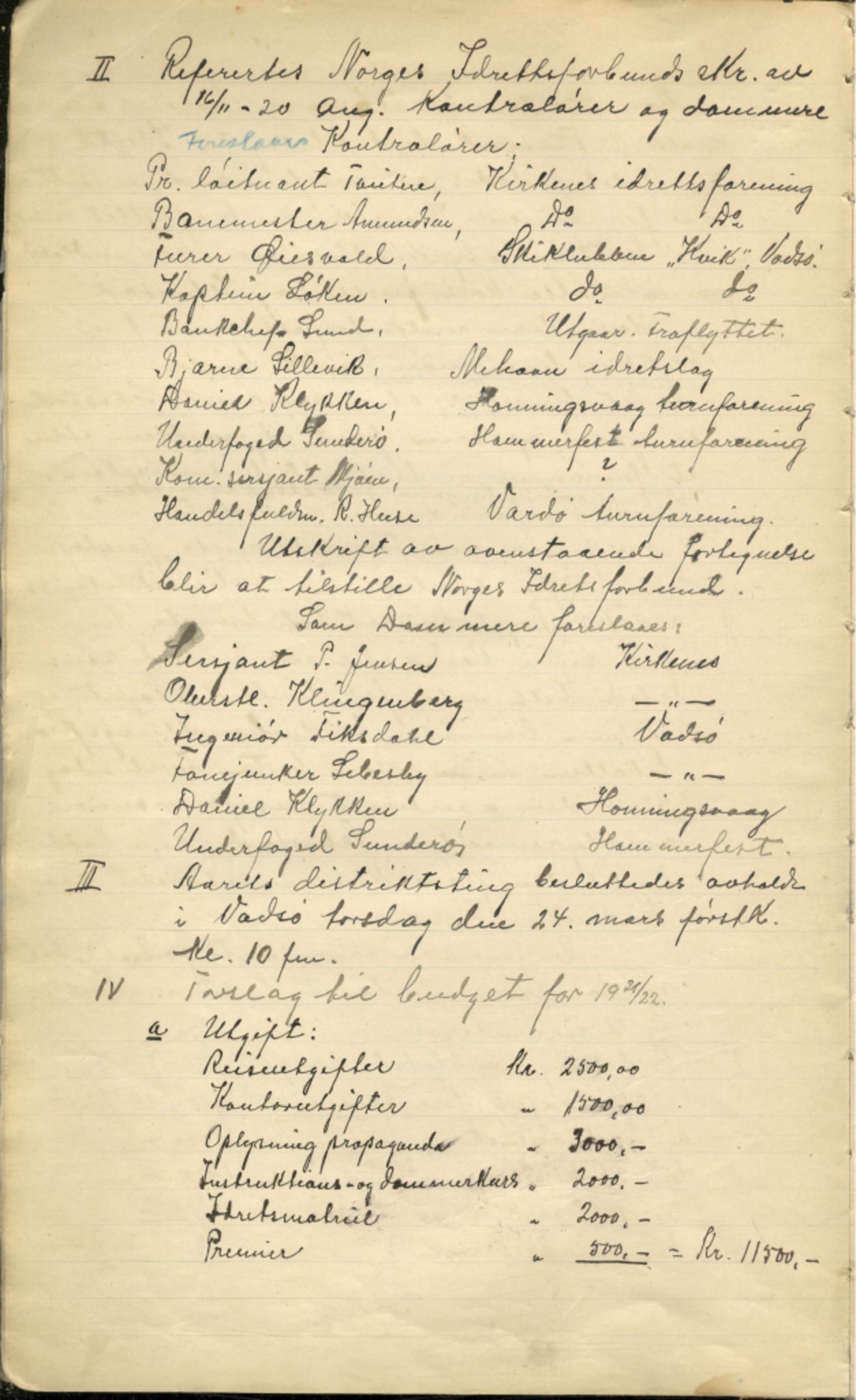 Finnmark Distriktslag for Idrett, FMFB/A-1040/A/L0001: Møteprotokoll, 1919-1940, p. 10