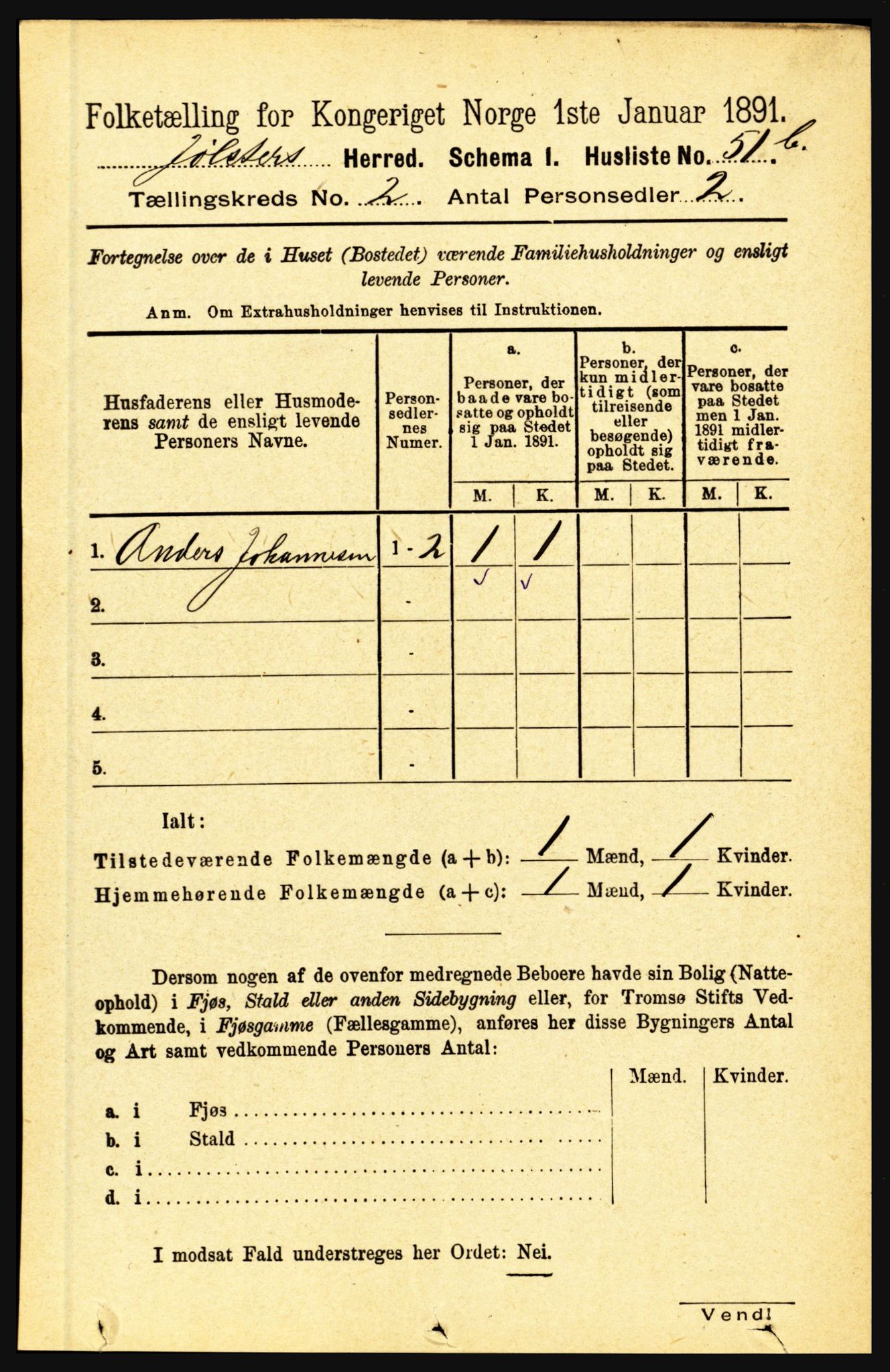 RA, 1891 census for 1431 Jølster, 1891, p. 567