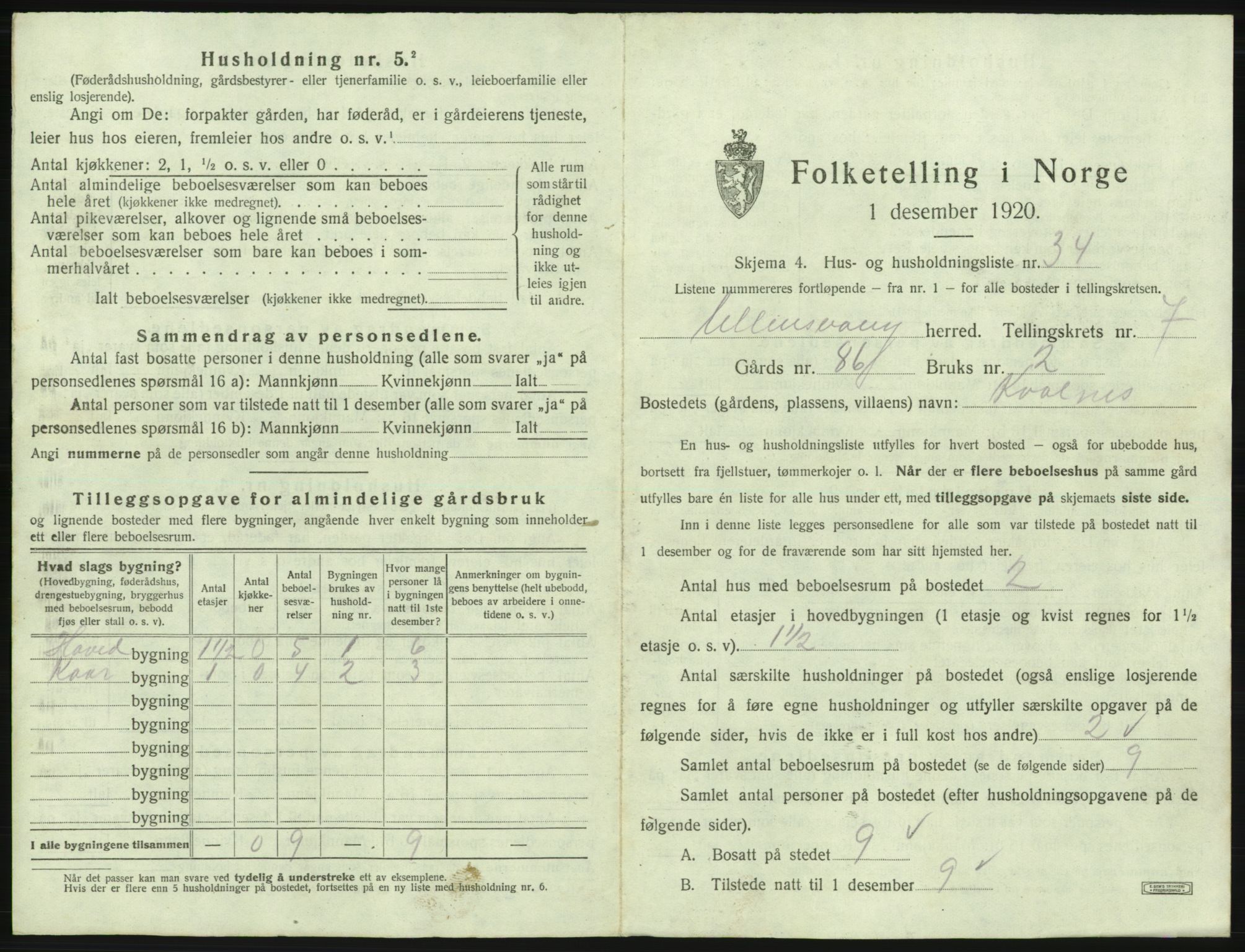 SAB, 1920 census for Ullensvang, 1920, p. 772