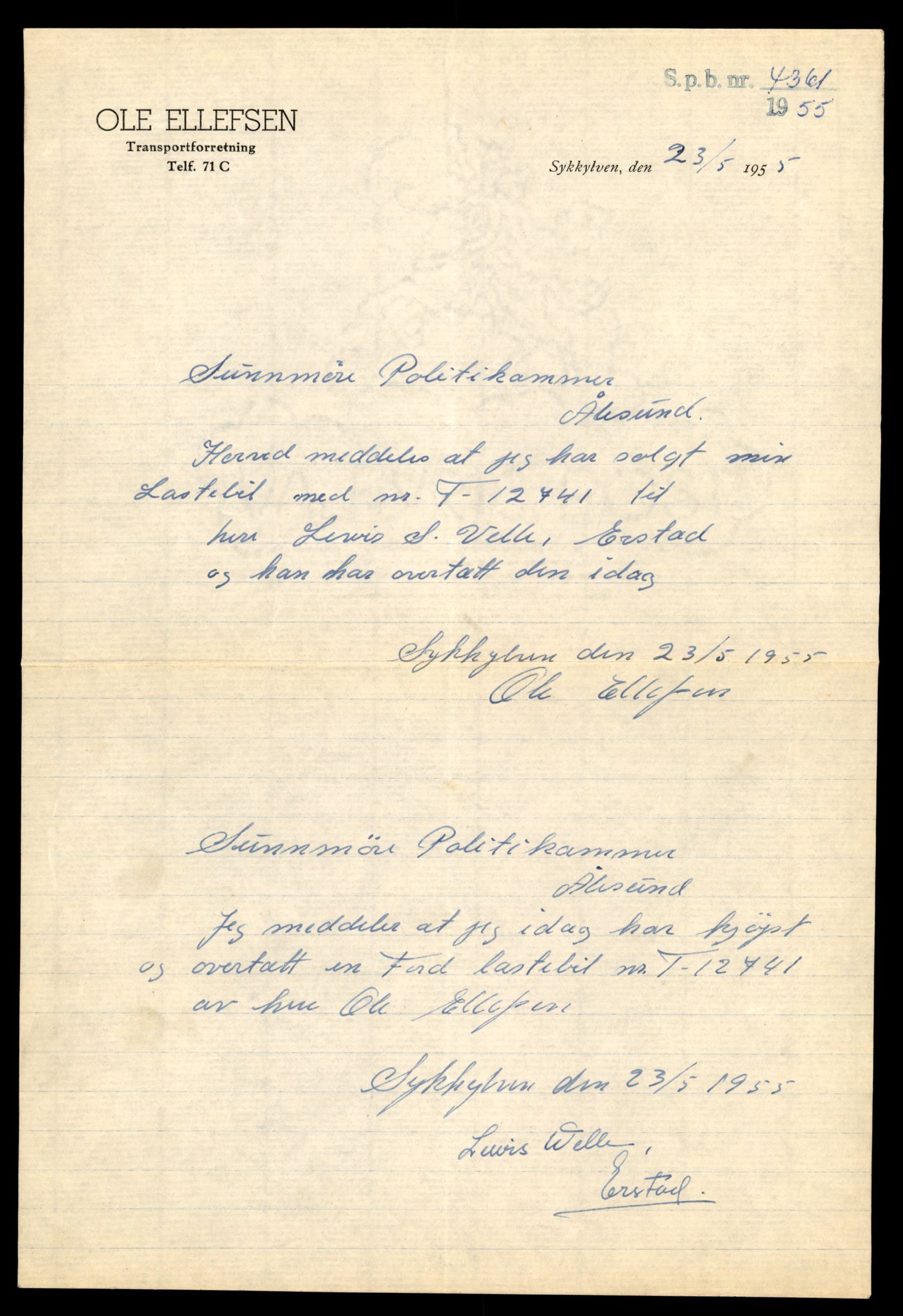 Møre og Romsdal vegkontor - Ålesund trafikkstasjon, AV/SAT-A-4099/F/Fe/L0033: Registreringskort for kjøretøy T 12151 - T 12474, 1927-1998, p. 1447