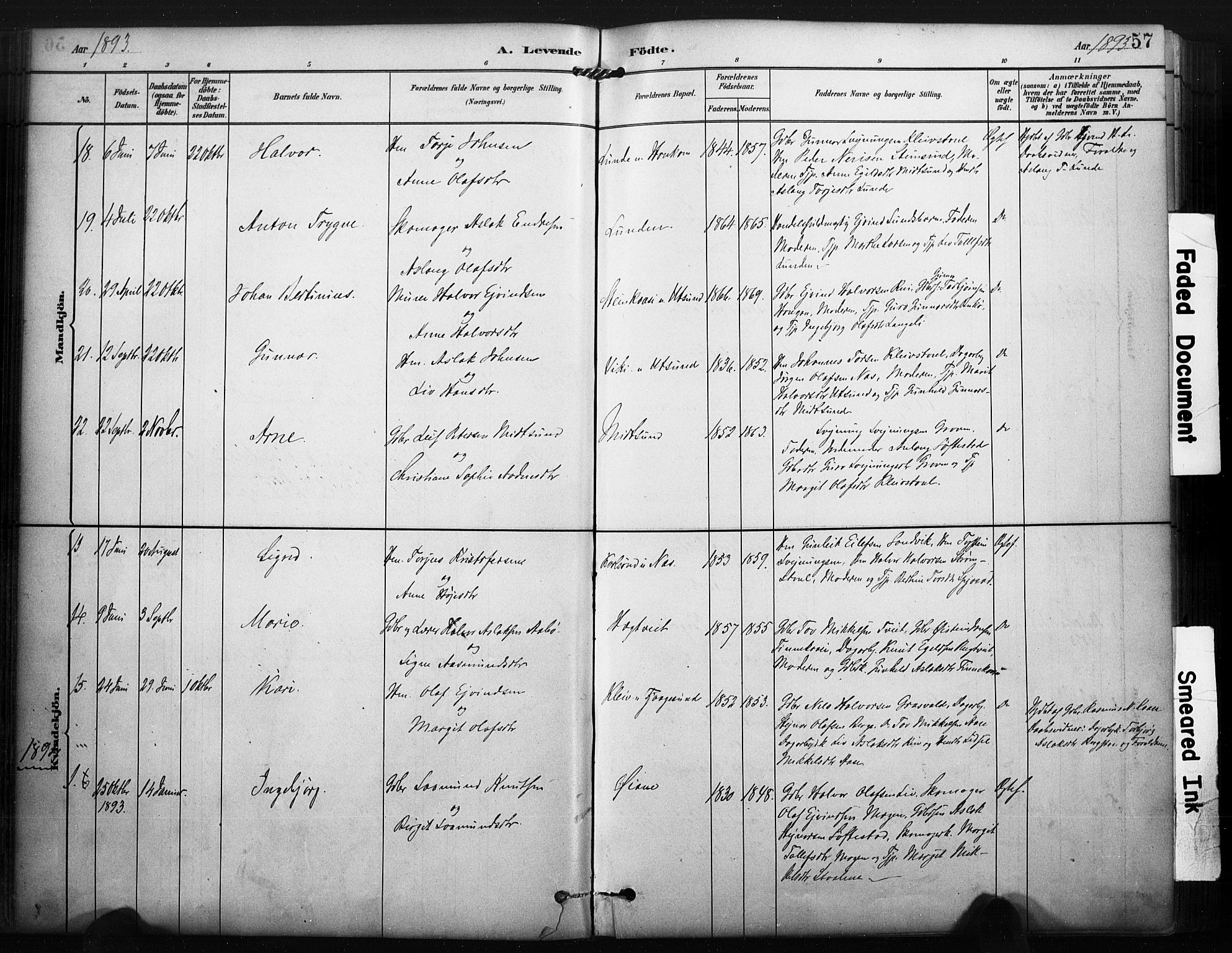 Kviteseid kirkebøker, AV/SAKO-A-276/F/Fa/L0008: Parish register (official) no. I 8, 1882-1903, p. 57