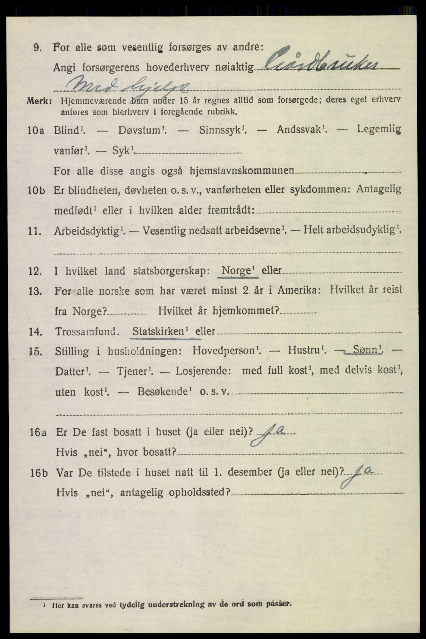 SAH, 1920 census for Nord-Fron, 1920, p. 9691