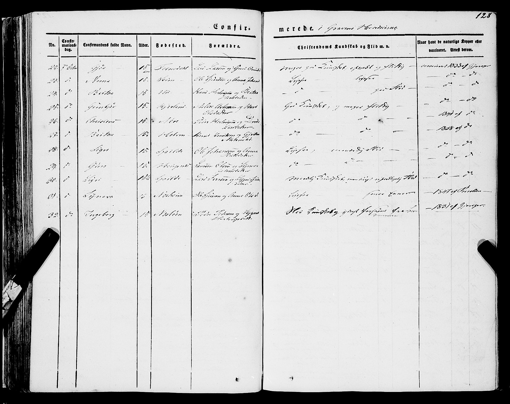 Ulvik sokneprestembete, SAB/A-78801/H/Haa: Parish register (official) no. A 12, 1839-1853, p. 128