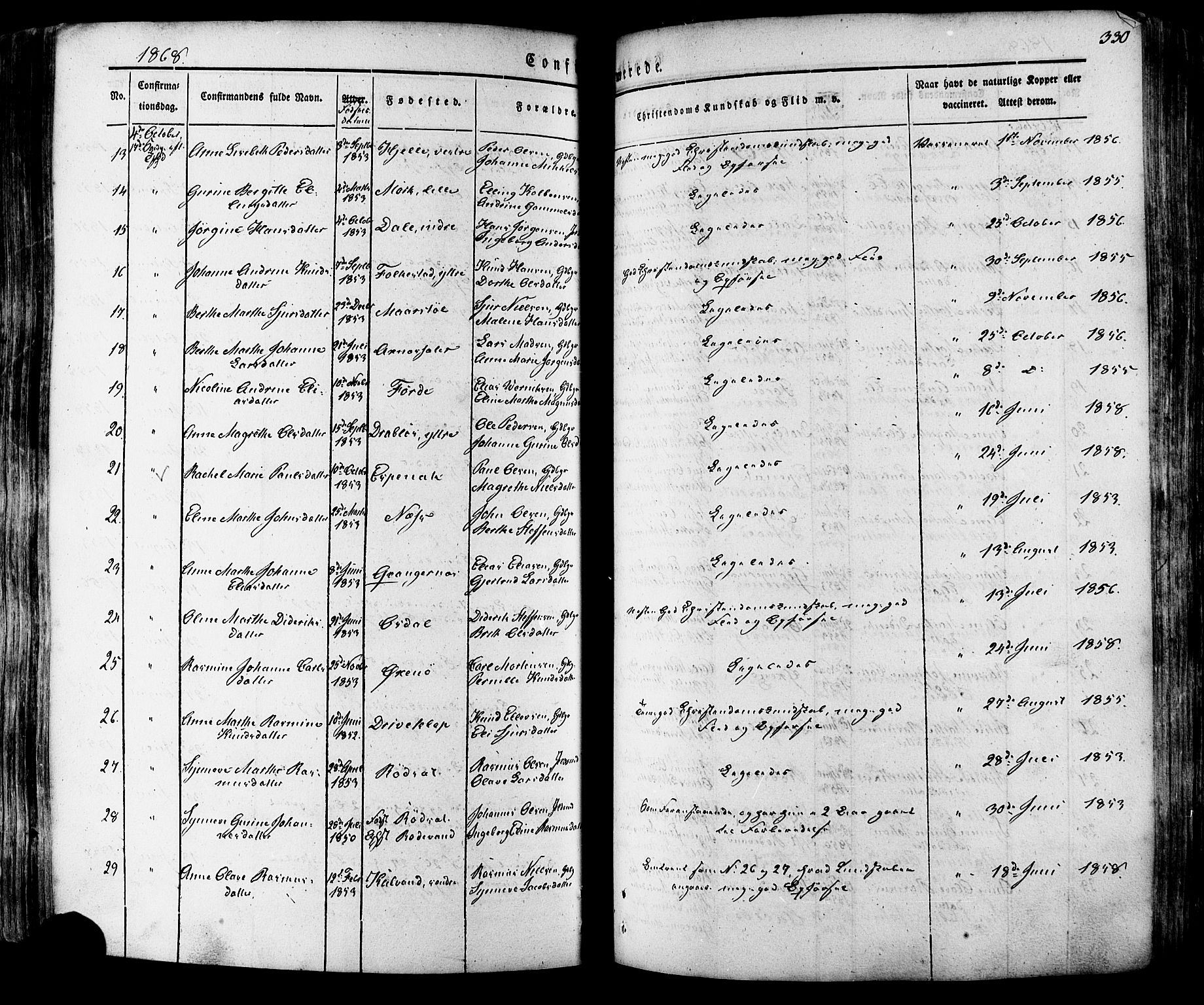 Ministerialprotokoller, klokkerbøker og fødselsregistre - Møre og Romsdal, AV/SAT-A-1454/511/L0140: Parish register (official) no. 511A07, 1851-1878, p. 330