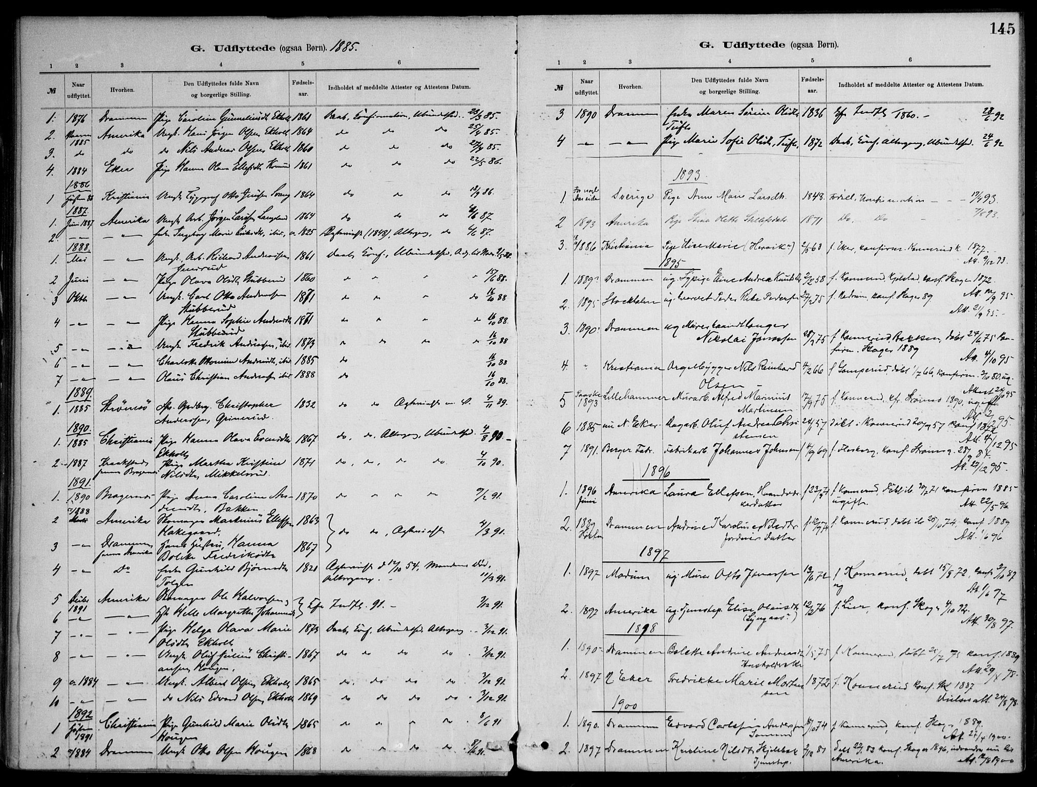 Skoger kirkebøker, AV/SAKO-A-59/F/Fb/L0001: Parish register (official) no. II 1, 1885-1913, p. 145