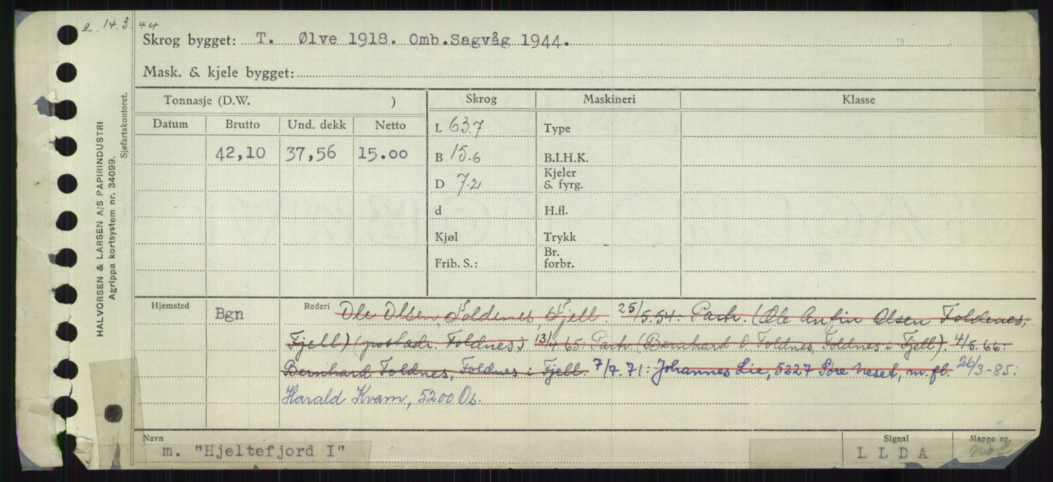 Sjøfartsdirektoratet med forløpere, Skipsmålingen, RA/S-1627/H/Ha/L0003/0001: Fartøy, Hilm-Mar / Fartøy, Hilm-Kol, p. 39