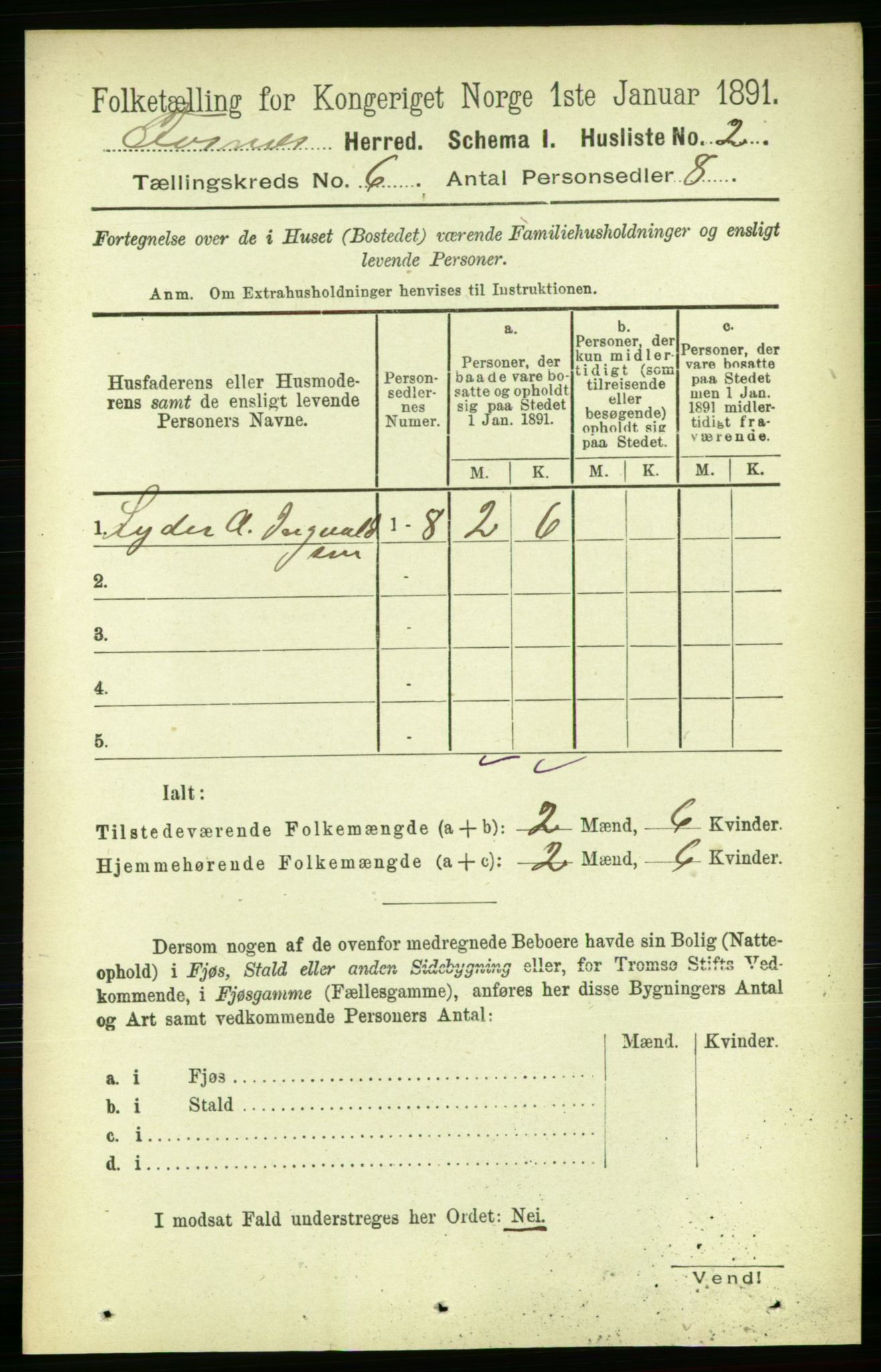 RA, 1891 census for 1748 Fosnes, 1891, p. 2721