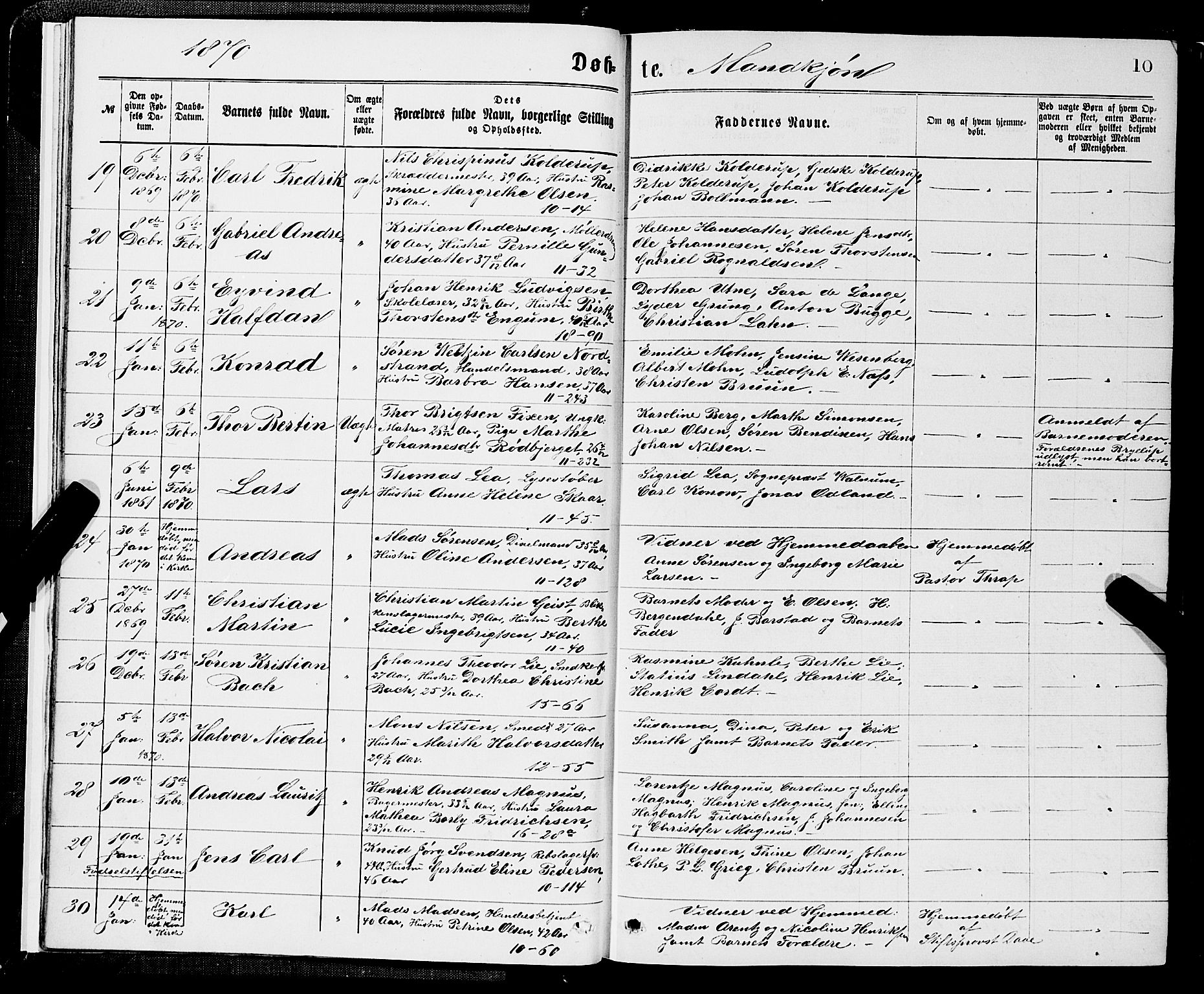 Domkirken sokneprestembete, SAB/A-74801/H/Hab/L0013: Parish register (copy) no. B 6, 1869-1876, p. 10
