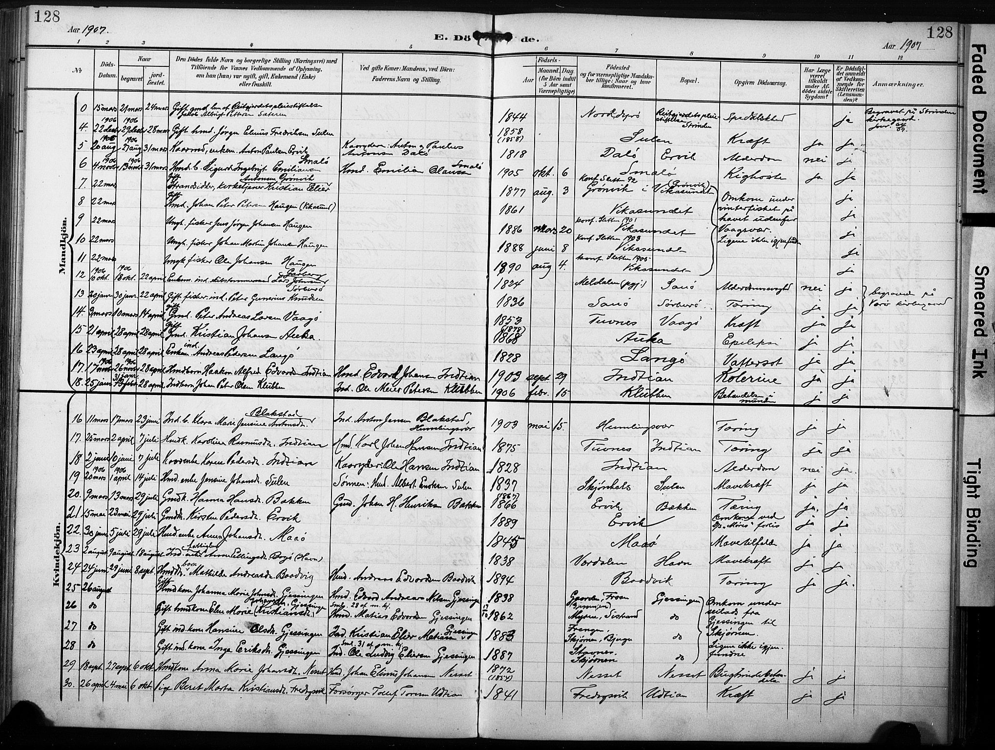 Ministerialprotokoller, klokkerbøker og fødselsregistre - Sør-Trøndelag, SAT/A-1456/640/L0580: Parish register (official) no. 640A05, 1902-1910, p. 128
