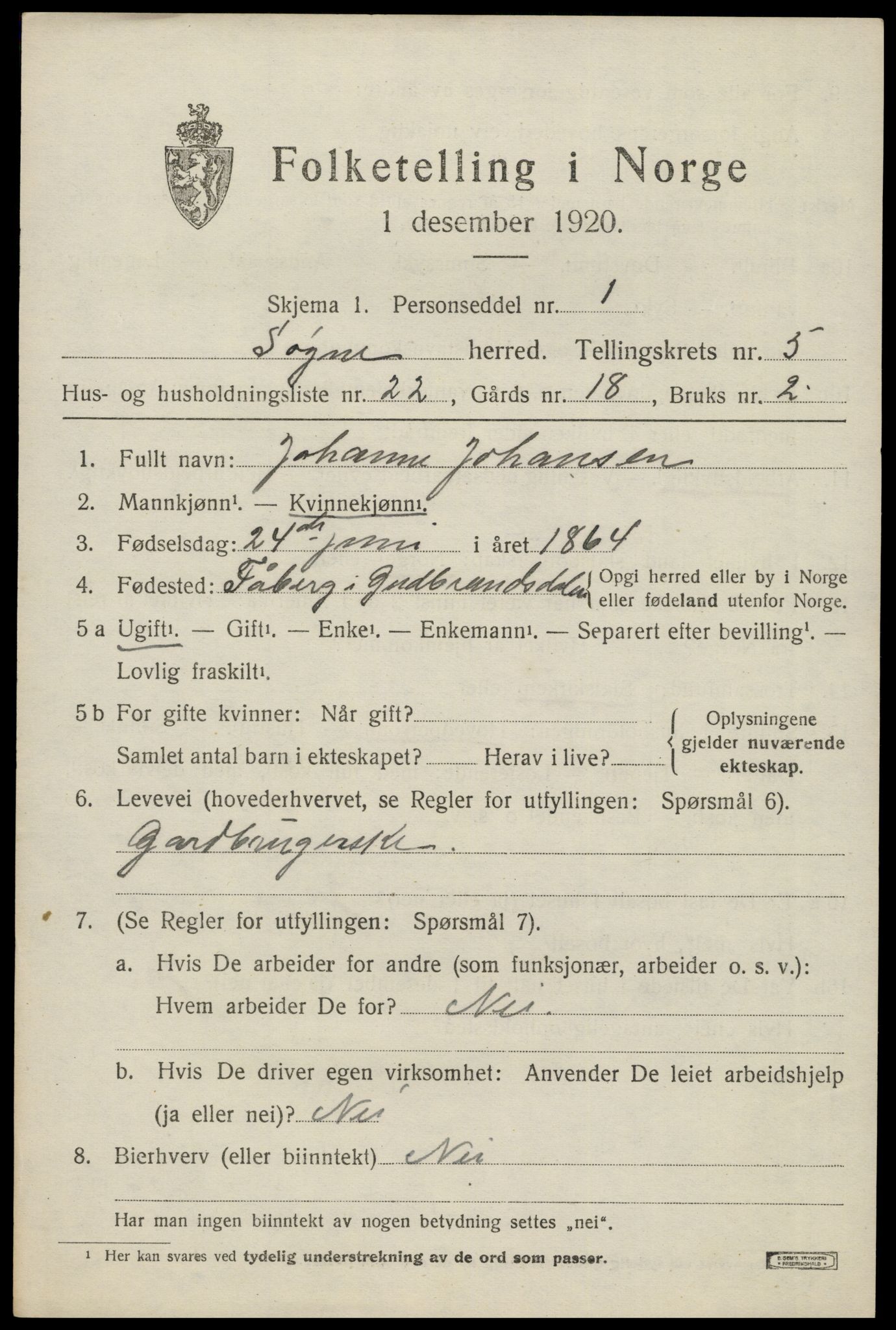 SAK, 1920 census for Søgne, 1920, p. 2477