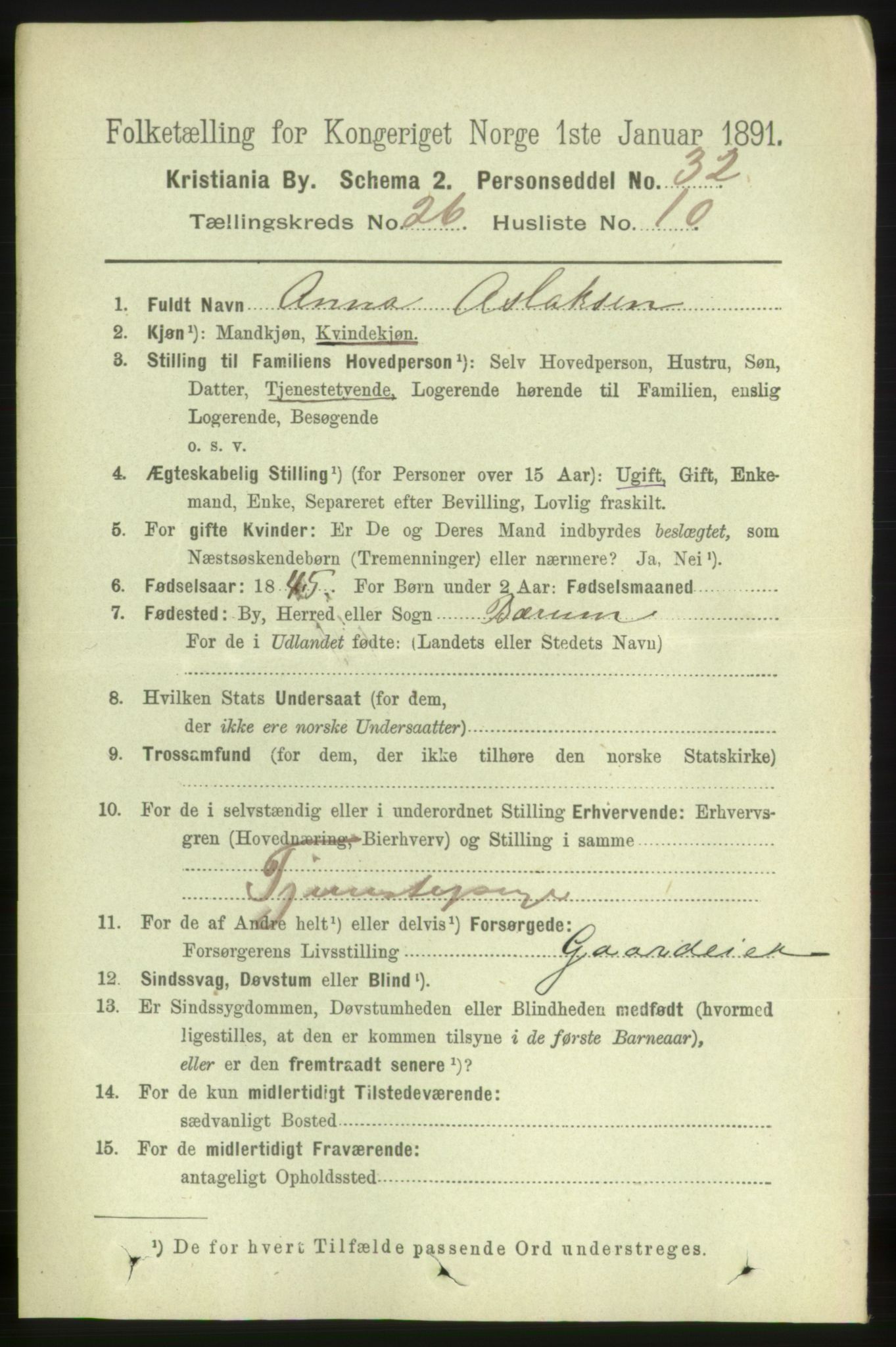 RA, 1891 census for 0301 Kristiania, 1891, p. 13283