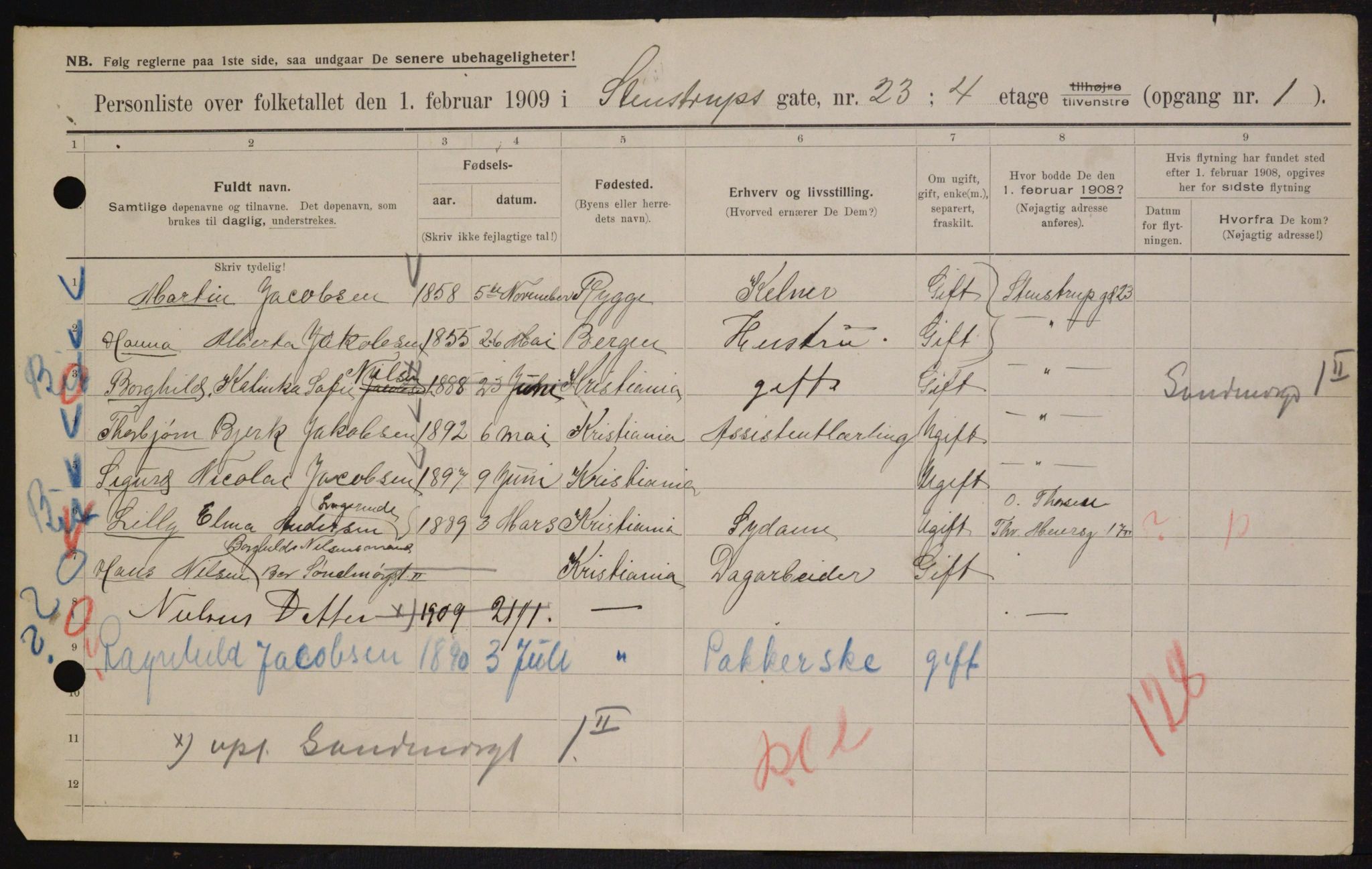 OBA, Municipal Census 1909 for Kristiania, 1909, p. 91790