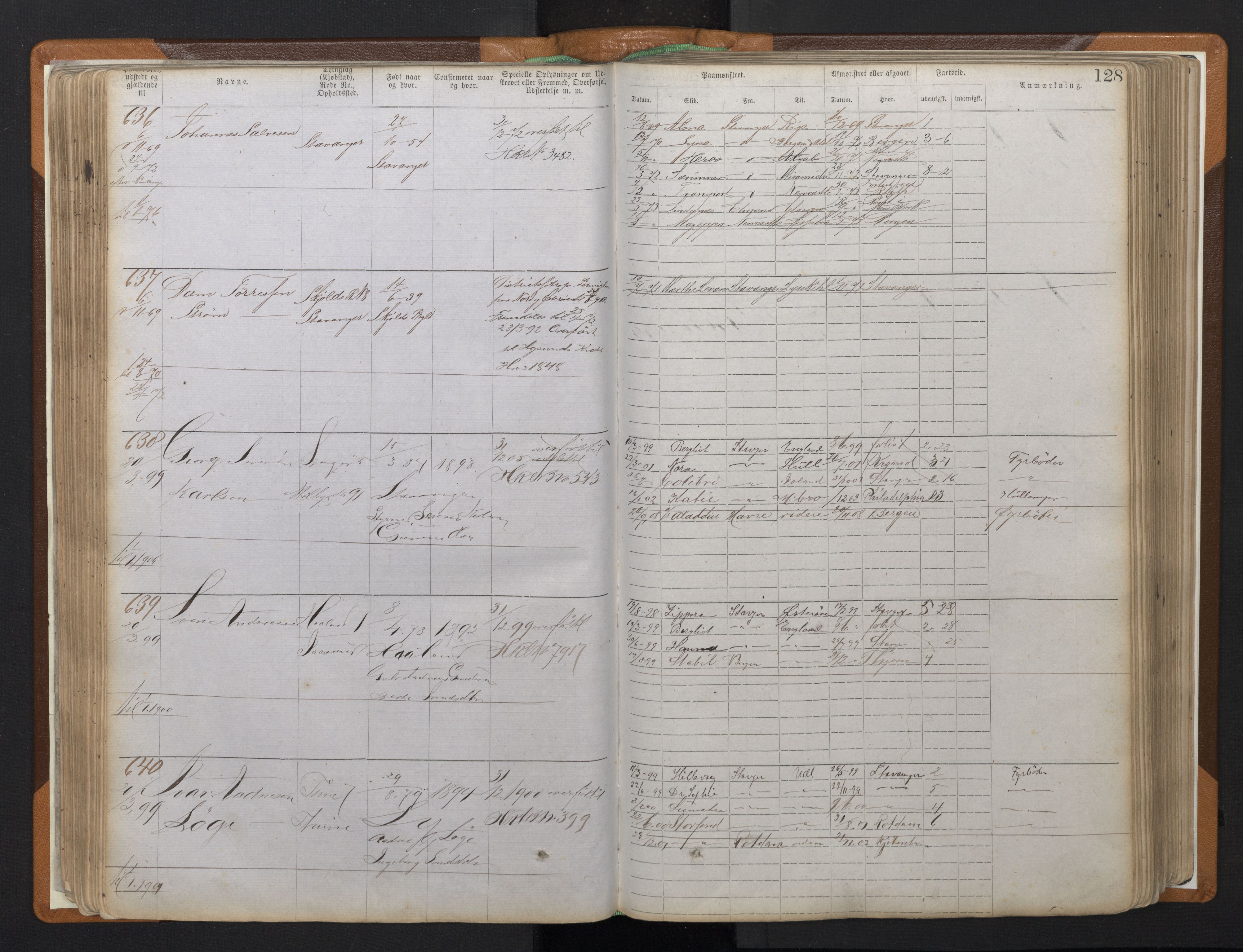 Stavanger sjømannskontor, AV/SAST-A-102006/F/Ff/L0008: Annotasjonsrulle, patentnr. 1-1805 (dublett), 1869-1900, p. 132