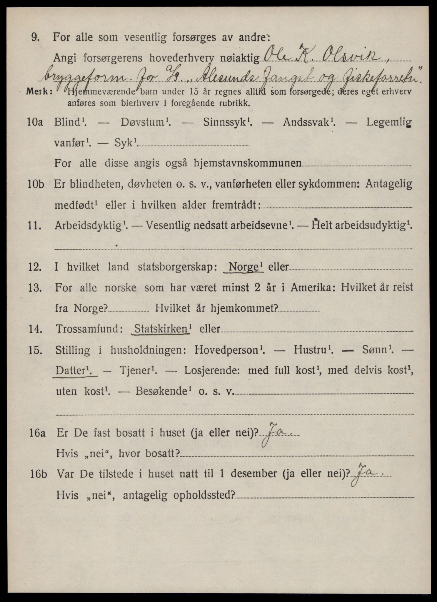 SAT, 1920 census for Borgund, 1920, p. 9329