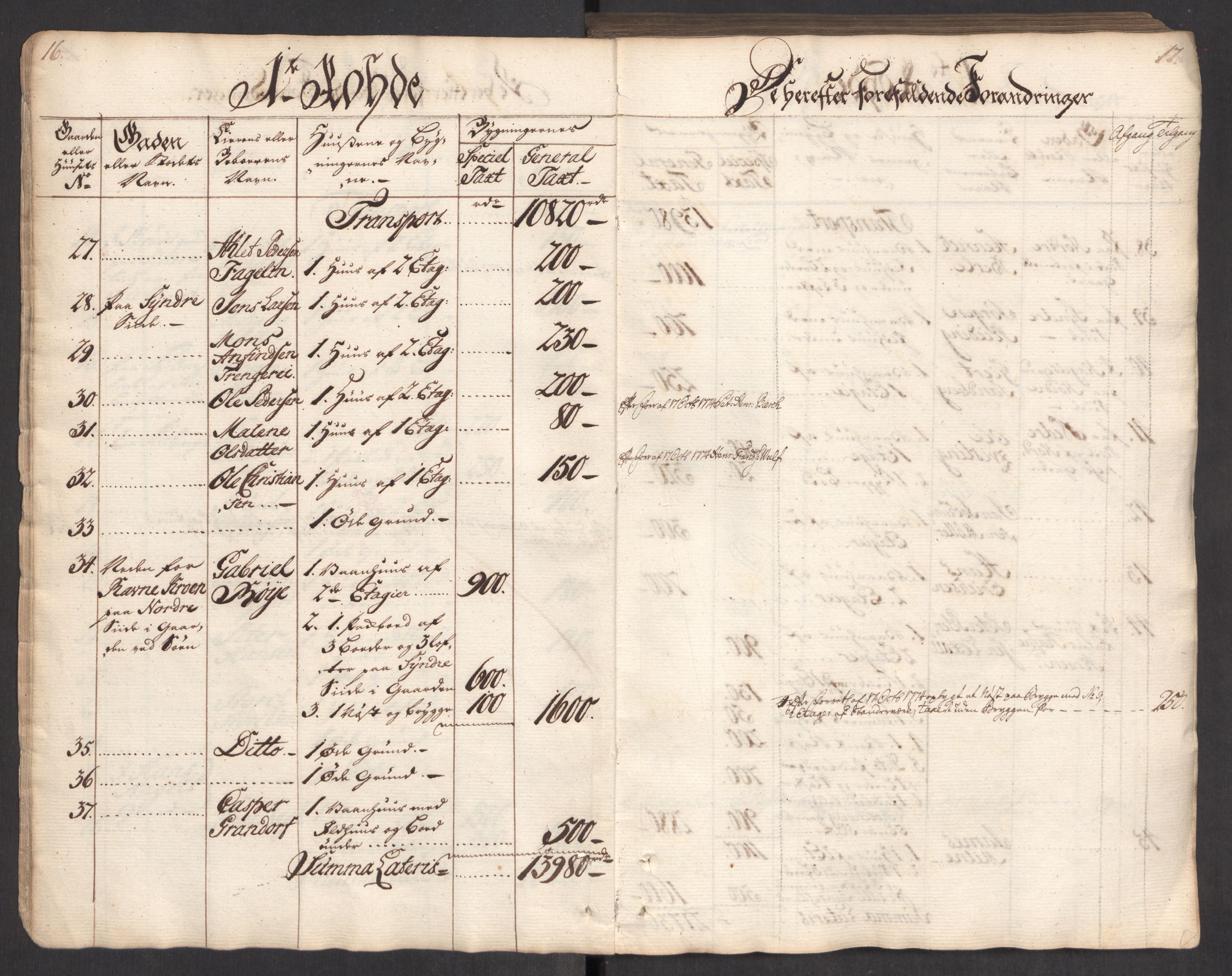 Kommersekollegiet, Brannforsikringskontoret 1767-1814, AV/RA-EA-5458/F/Fa/L0004/0002: Bergen / Branntakstprotokoll, 1767, p. 16-17