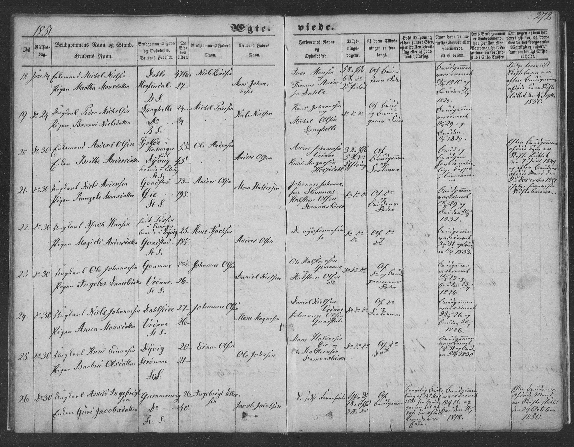 Haus sokneprestembete, AV/SAB-A-75601/H/Haa: Parish register (official) no. A 16 II, 1848-1857, p. 272