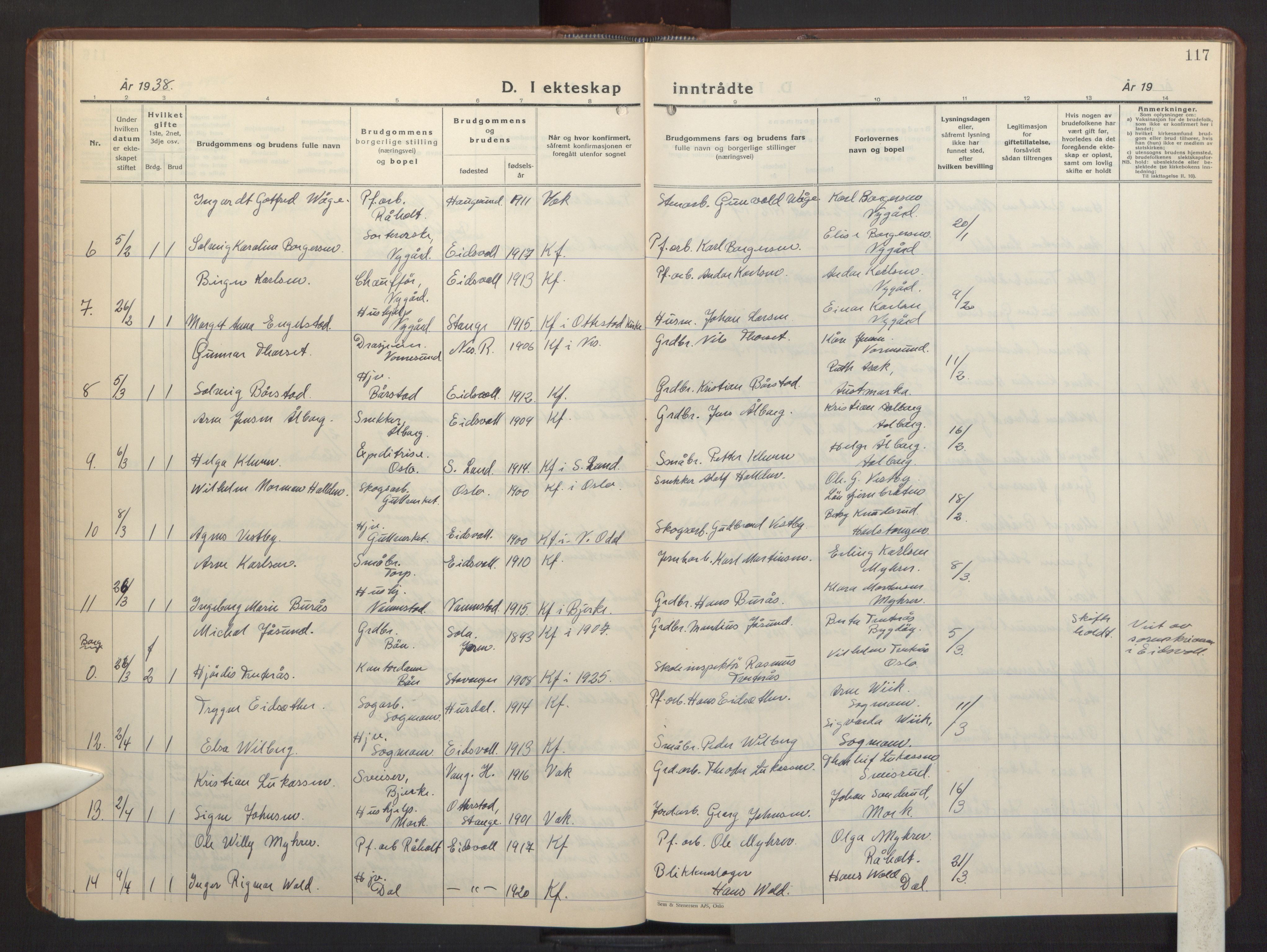 Eidsvoll prestekontor Kirkebøker, AV/SAO-A-10888/G/Ga/L0013: Parish register (copy) no. I 13, 1936-1953, p. 117